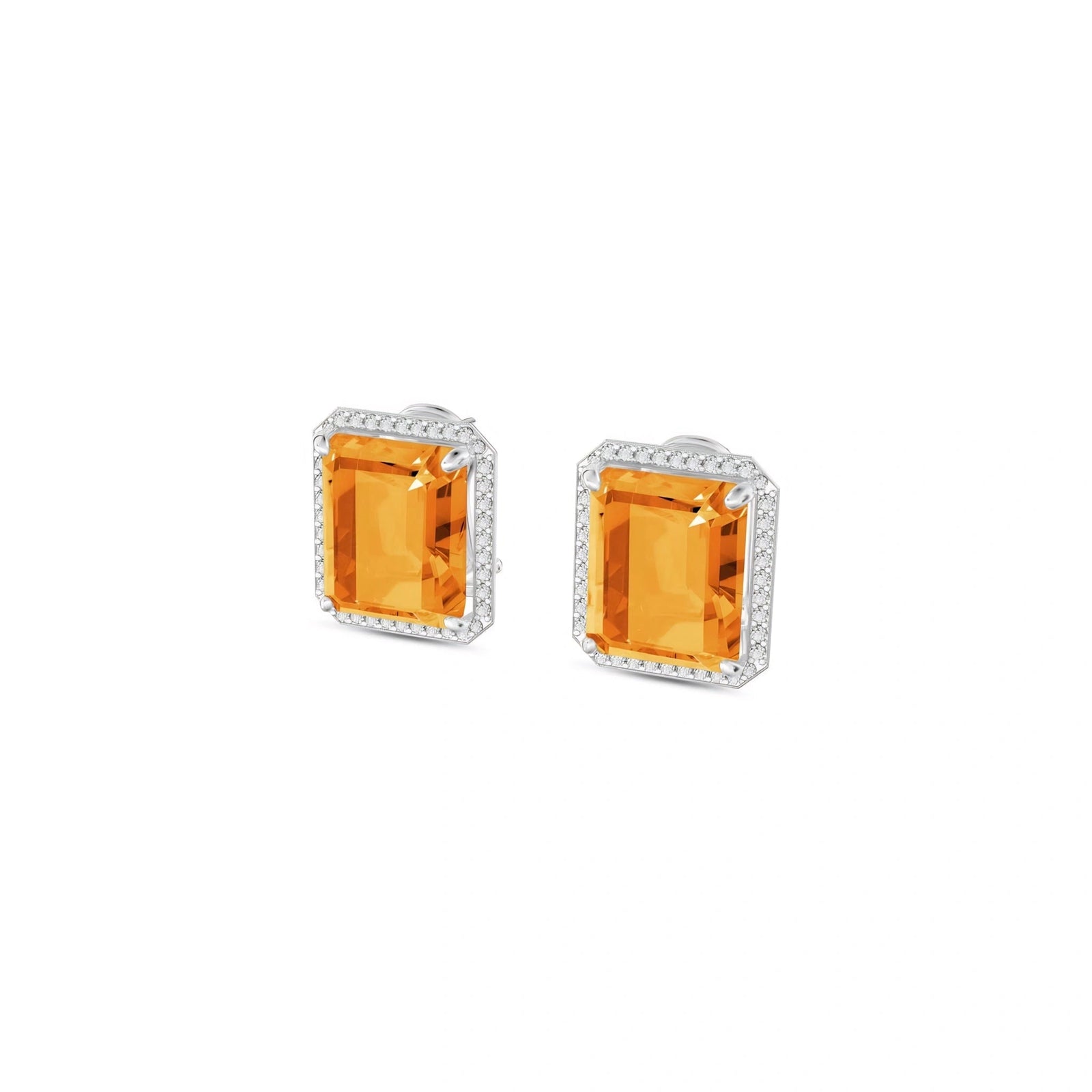 White Gold Earrings Citrine 10K — Melissa