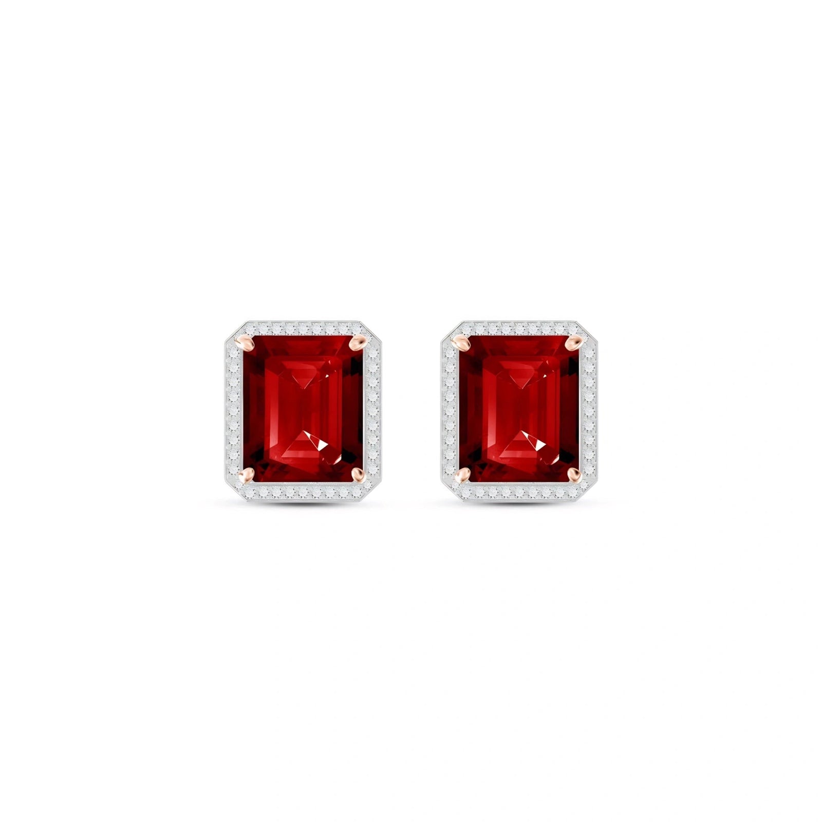 Rose Gold Earrings Garnet 10K — Melissa