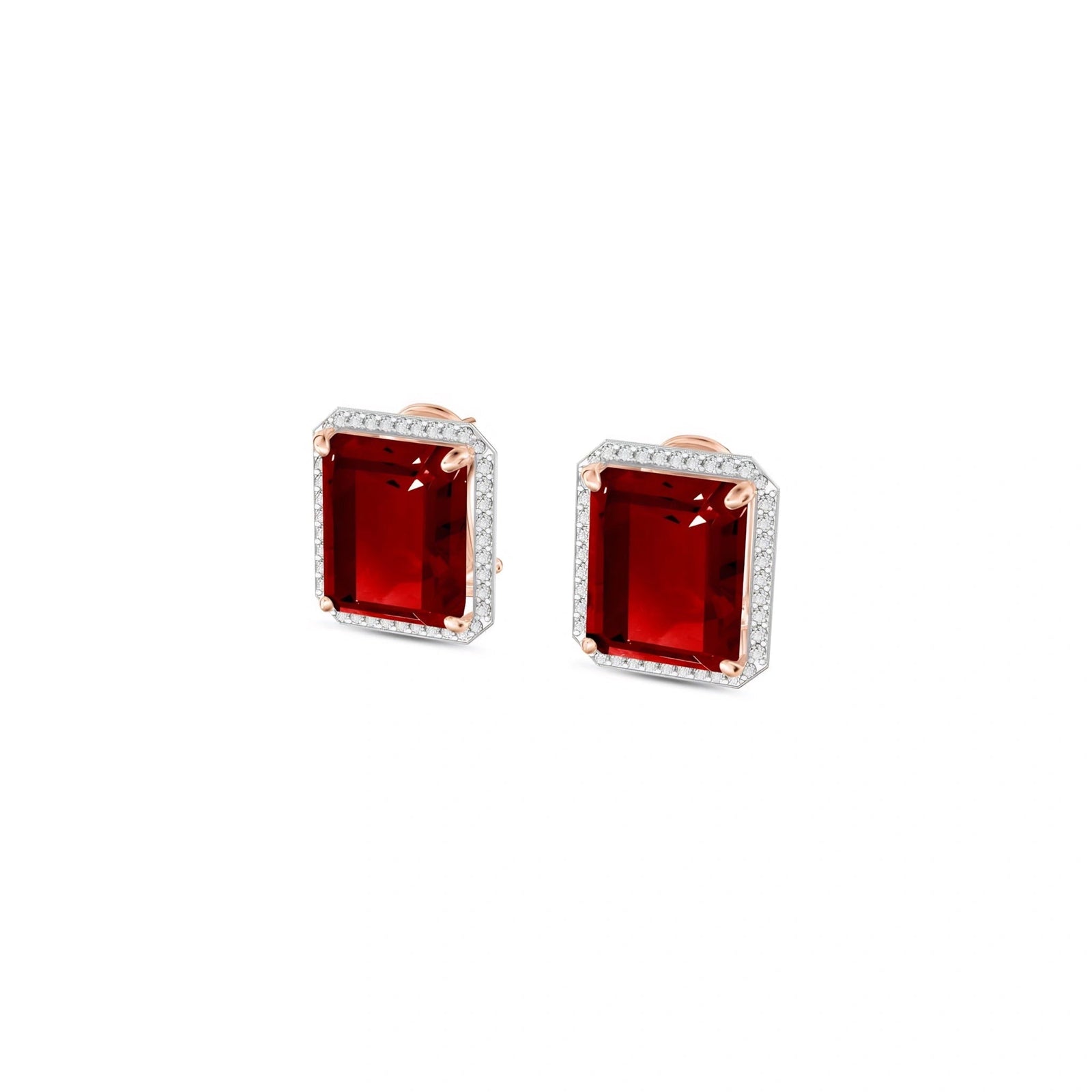 Rose Gold Earrings Garnet 10K — Melissa
