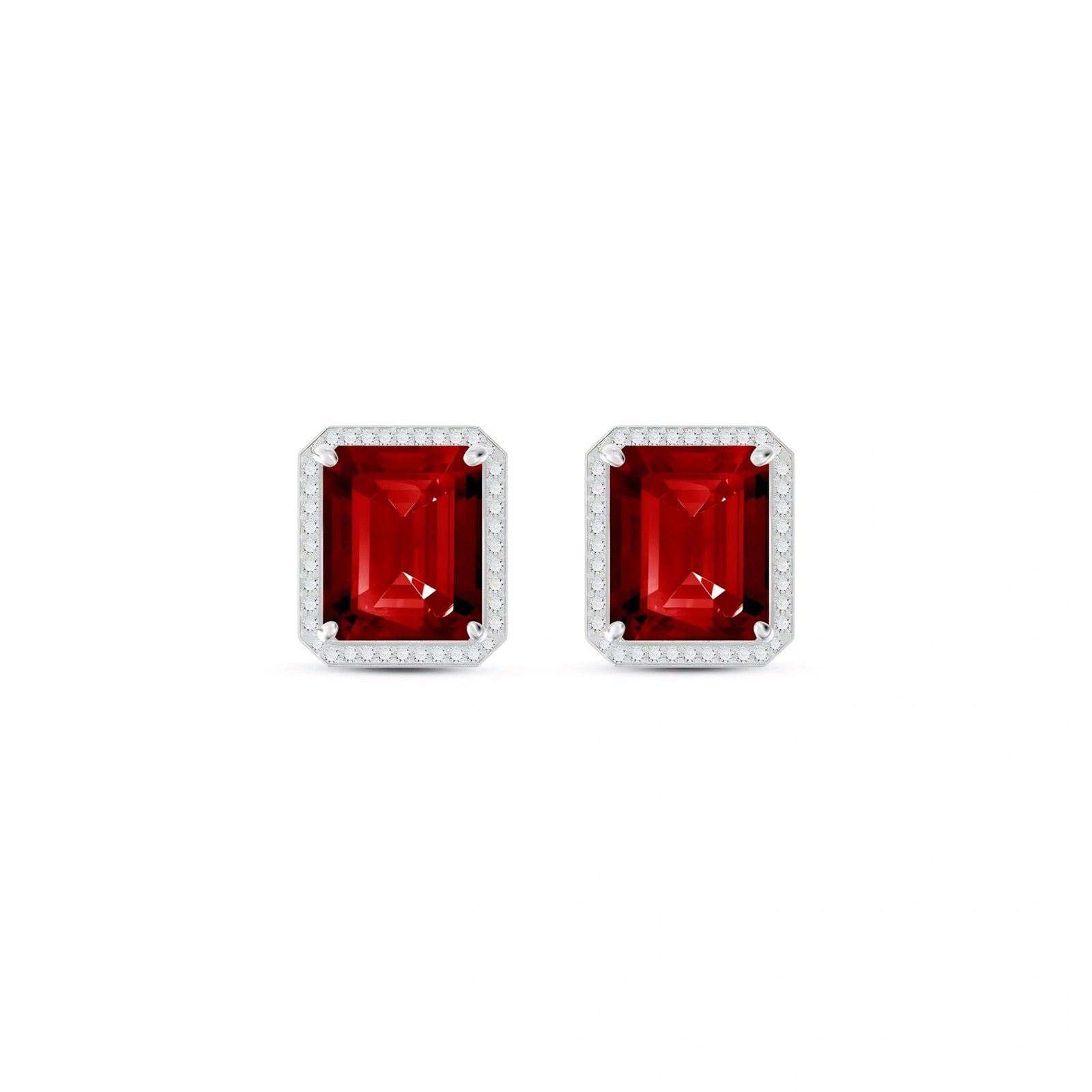 White Gold Earrings Garnet 10K — Melissa