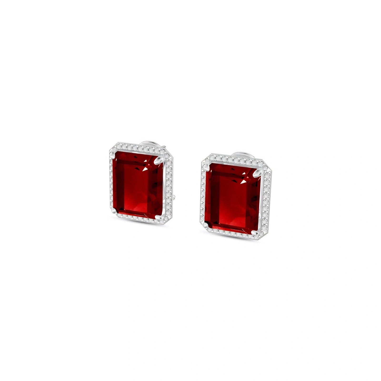 White Gold Earrings Garnet 10K — Melissa