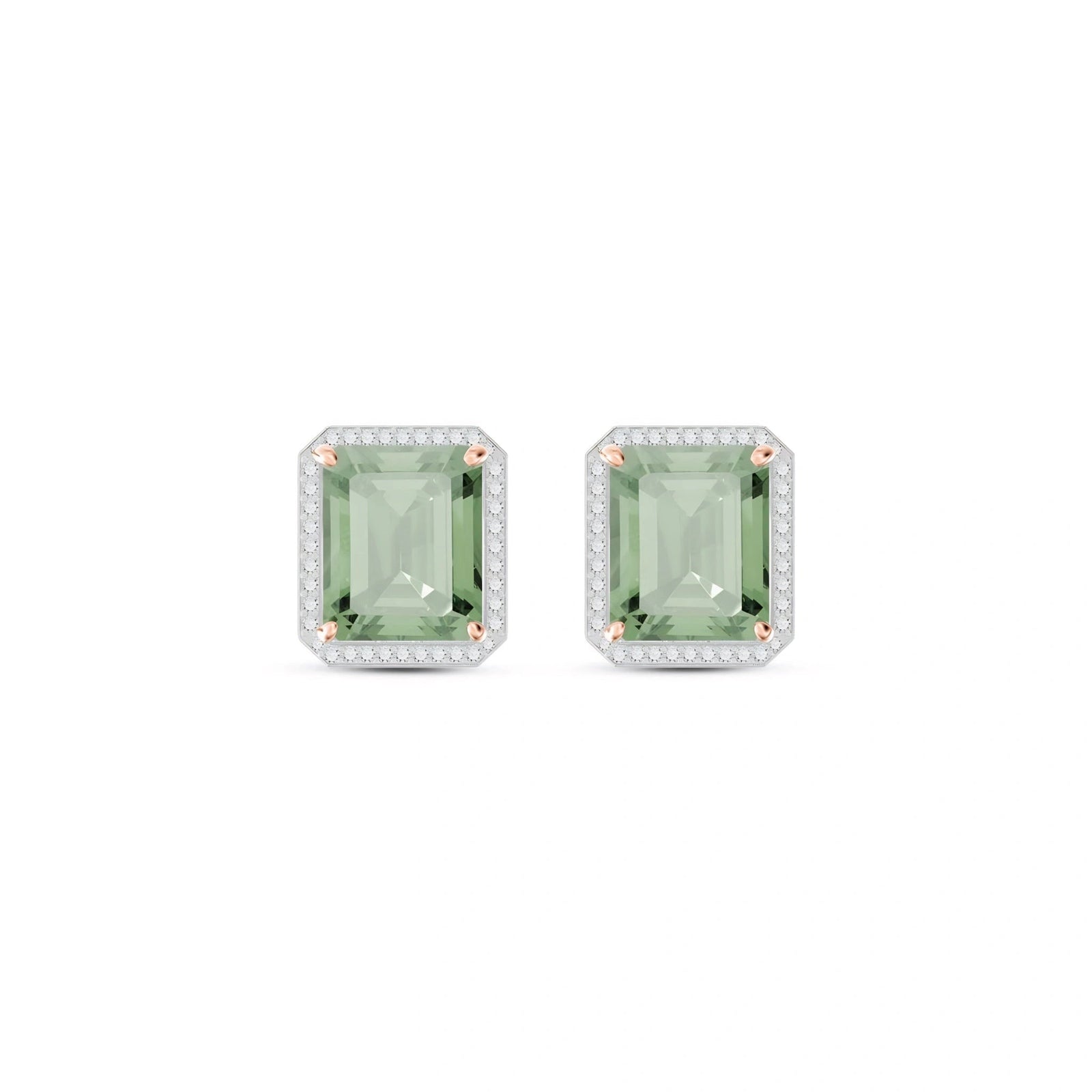 Rose Gold Earrings Green Amethyst 10K — Melissa