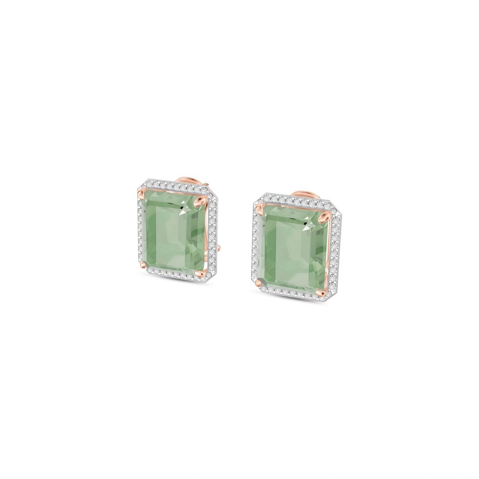 Rose Gold Earrings Green Amethyst 10K — Melissa
