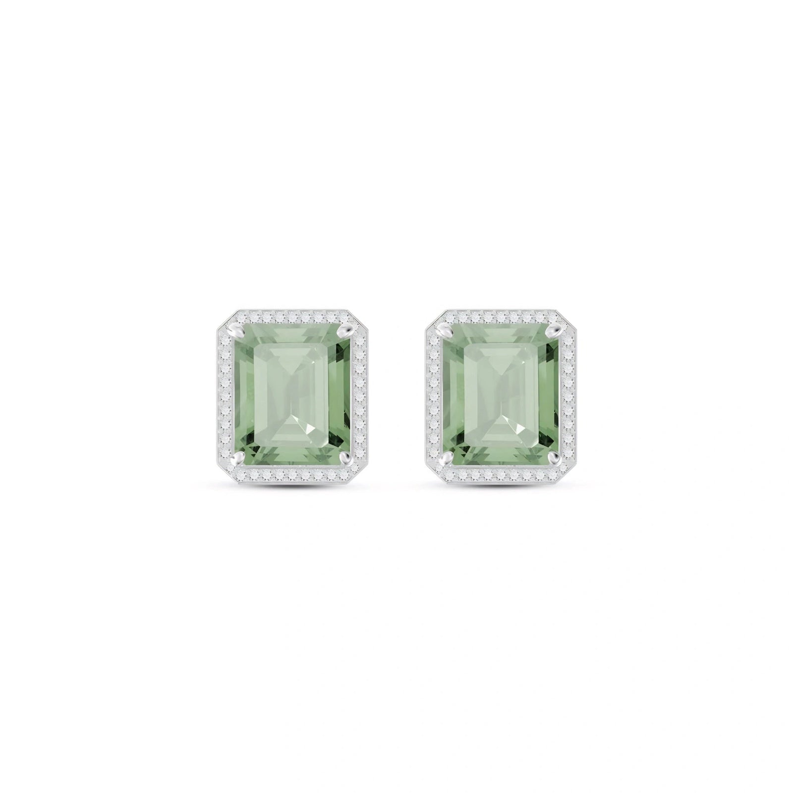 White Gold Earrings Green Amethyst 10K — Melissa