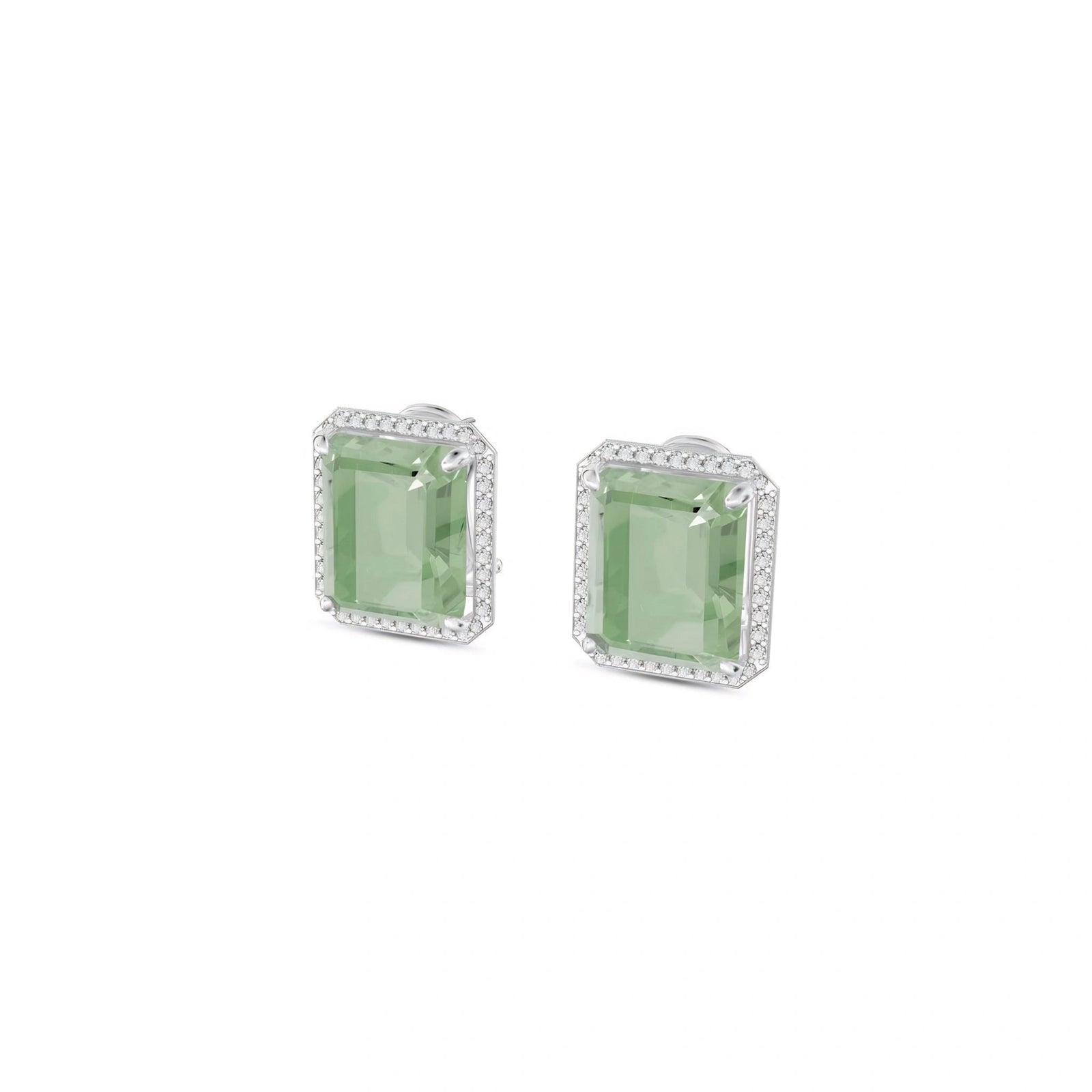White Gold Earrings Green Amethyst 10K — Melissa