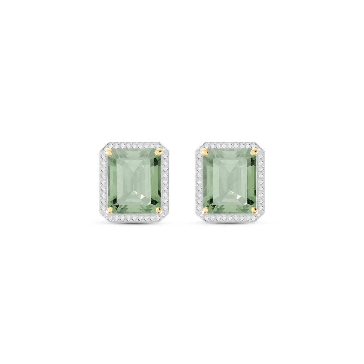 Yellow Gold Earrings Green Amethyst 10K — Melissa
