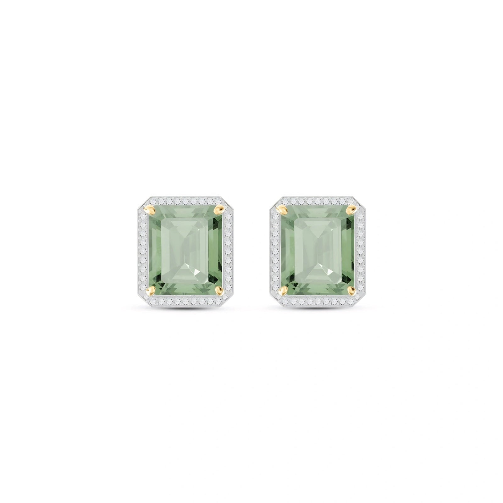 Yellow Gold Earrings Green Amethyst 10K — Melissa