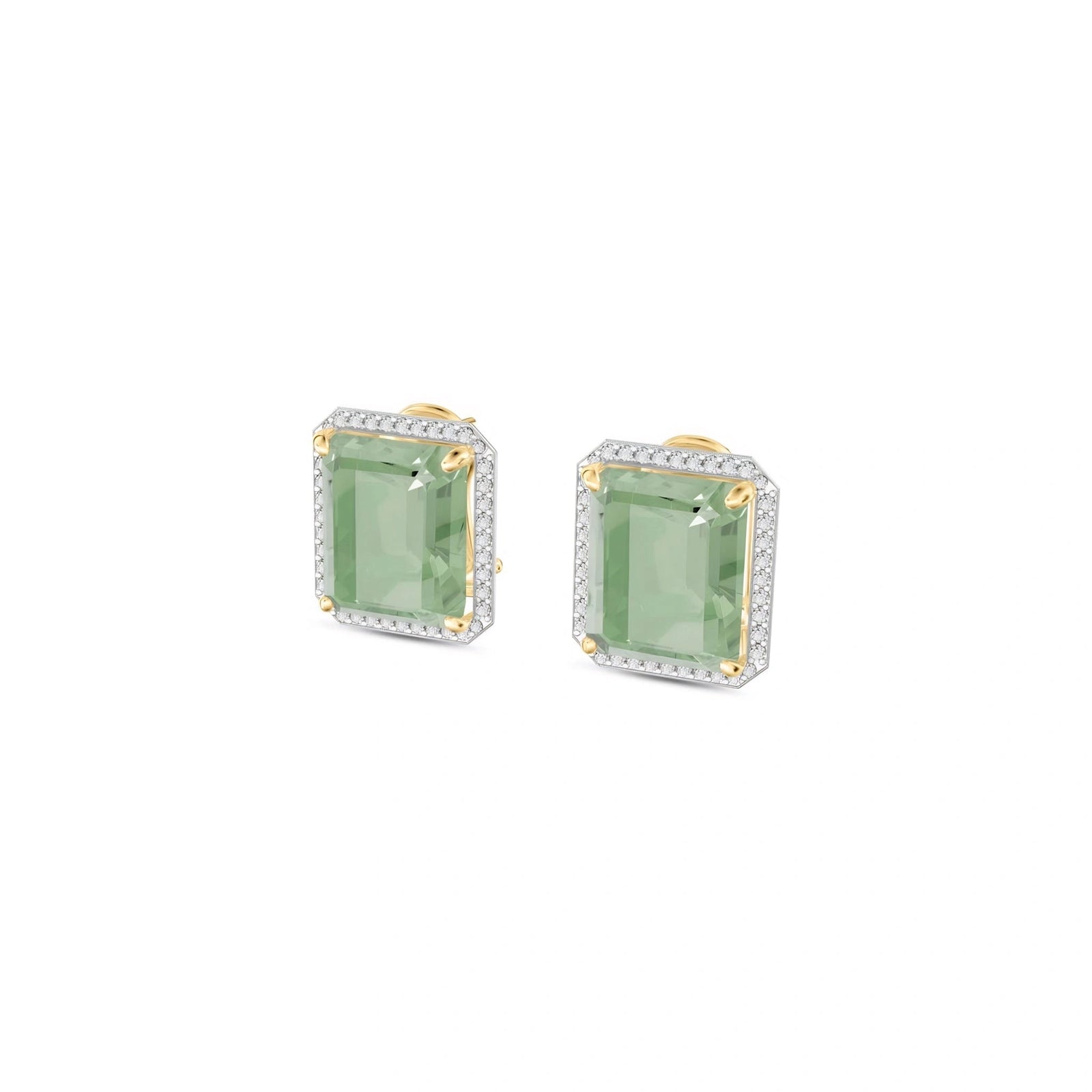 Yellow Gold Earrings Green Amethyst 10K — Melissa