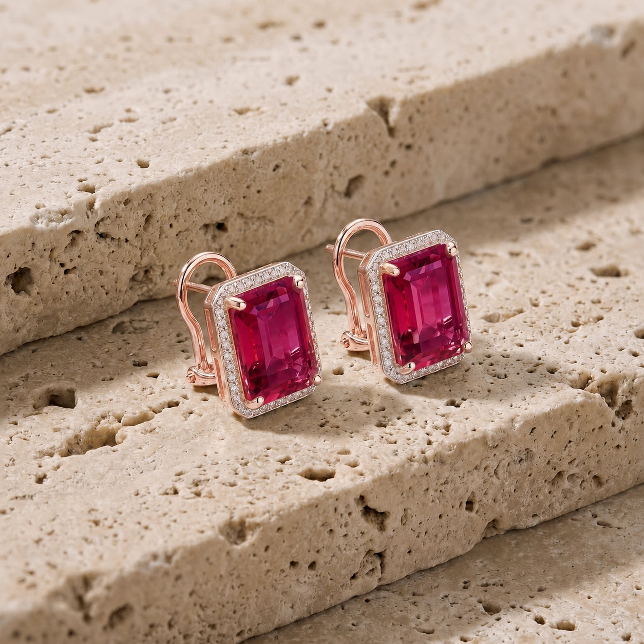 Rose Gold Earrings Ruby 10K — Melissa