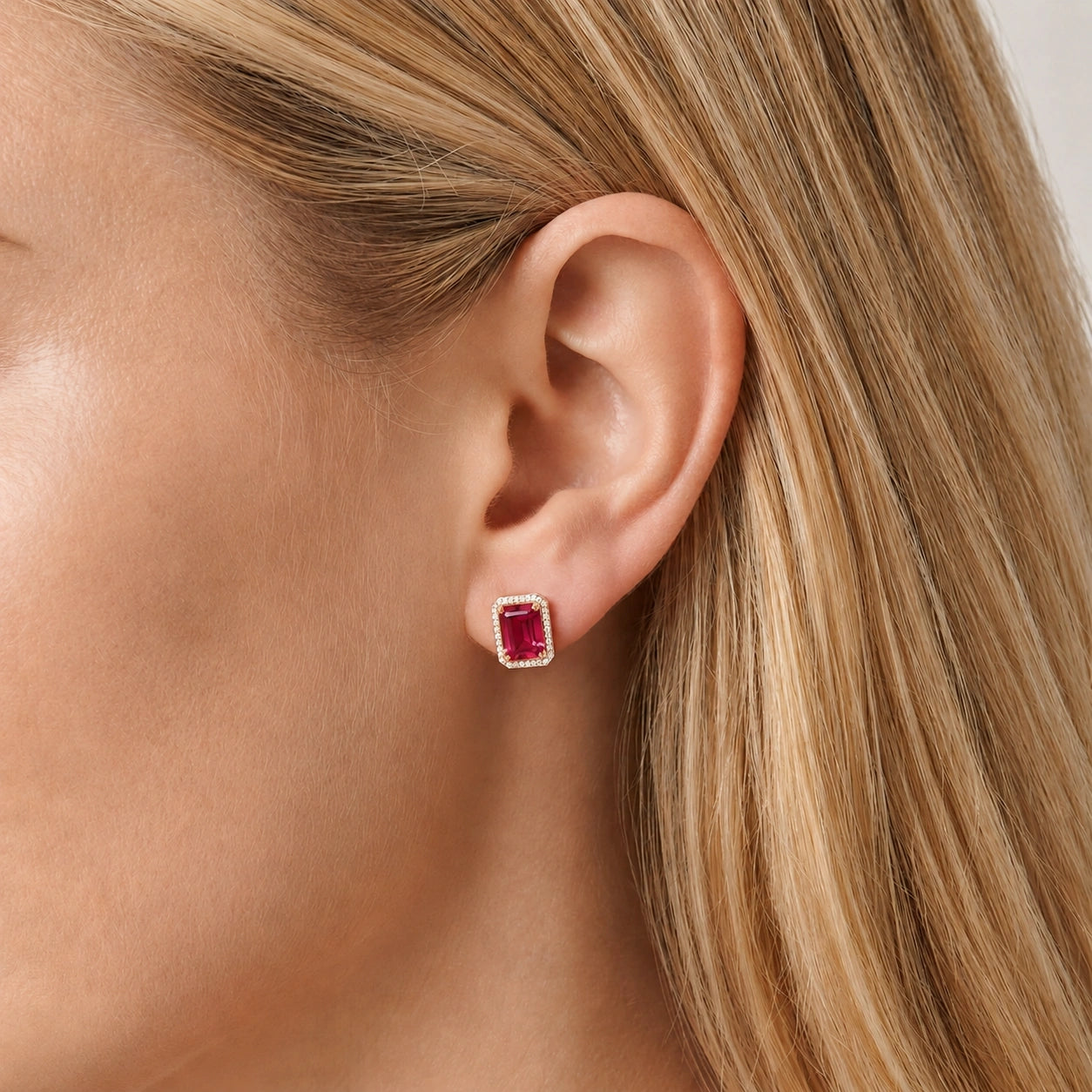 Rose Gold Earrings Ruby 10K — Melissa