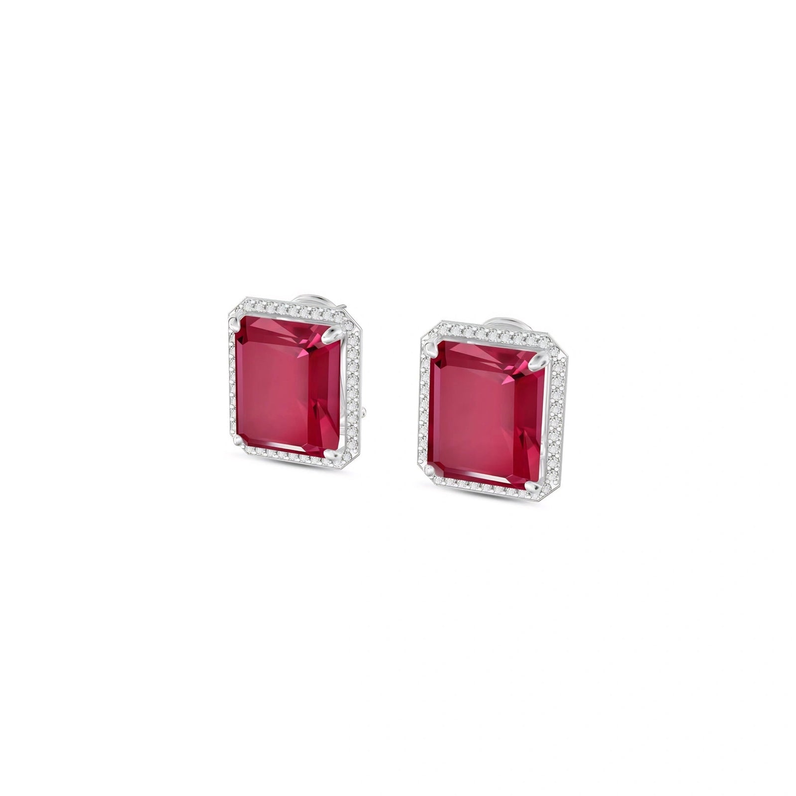 White Gold Earrings Ruby 10K — Melissa