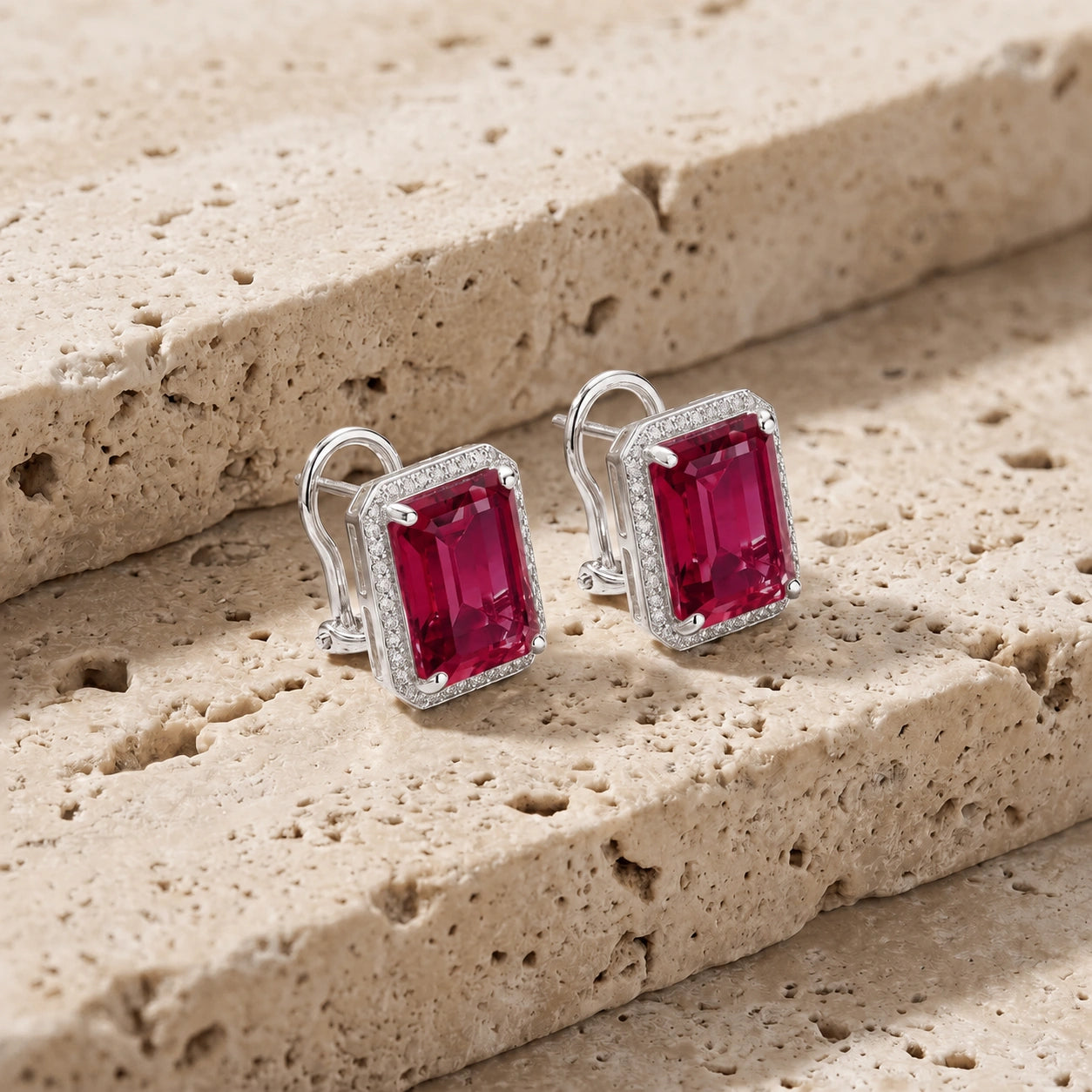 White Gold Earrings Ruby 10K — Melissa