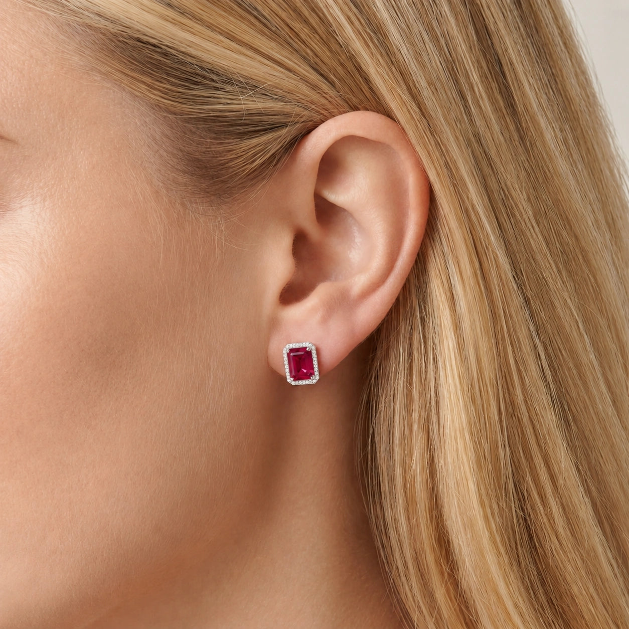 White Gold Earrings Ruby 10K — Melissa