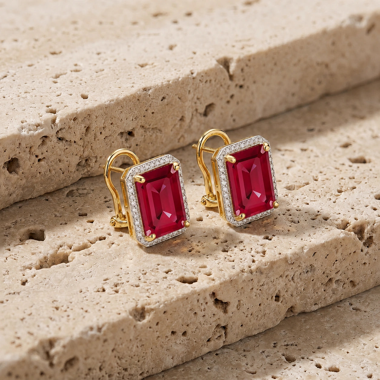 Yellow Gold Earrings Ruby 10K — Melissa