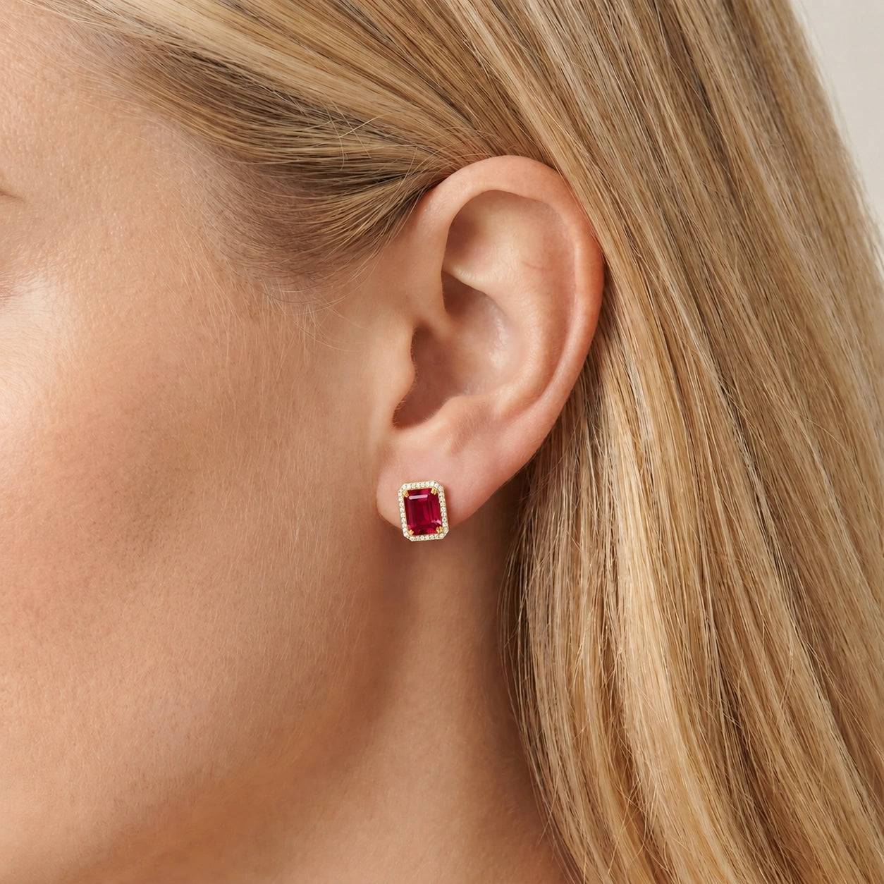 Yellow Gold Earrings Ruby 10K — Melissa