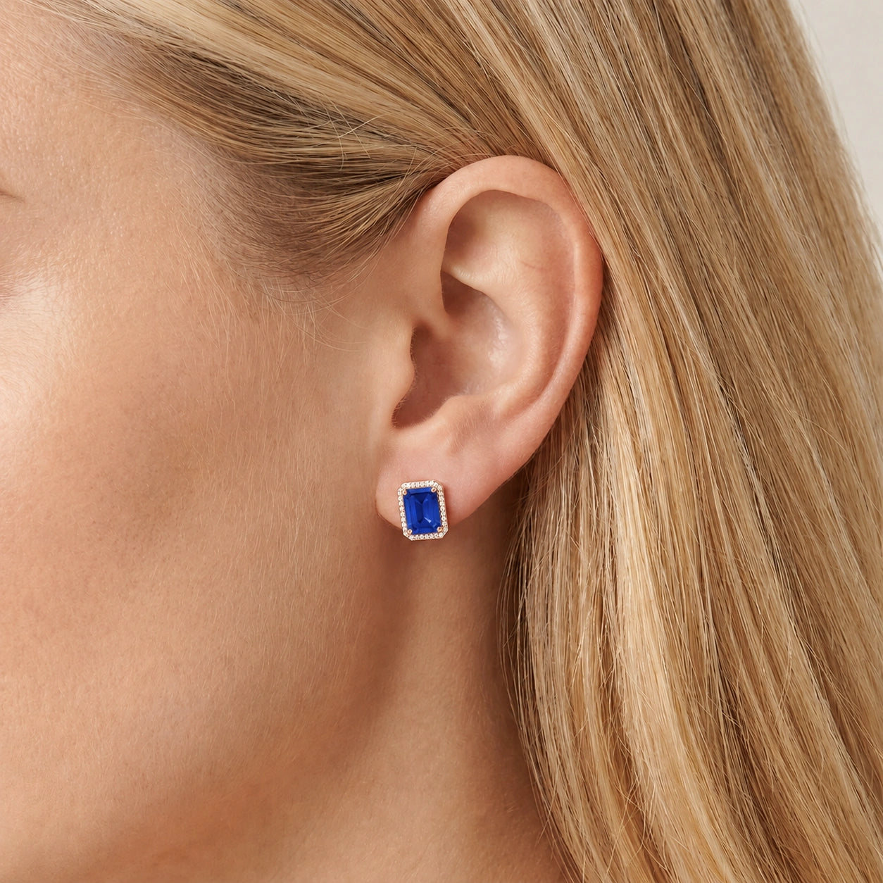 Rose Gold Earrings Sapphire 10K — Melissa