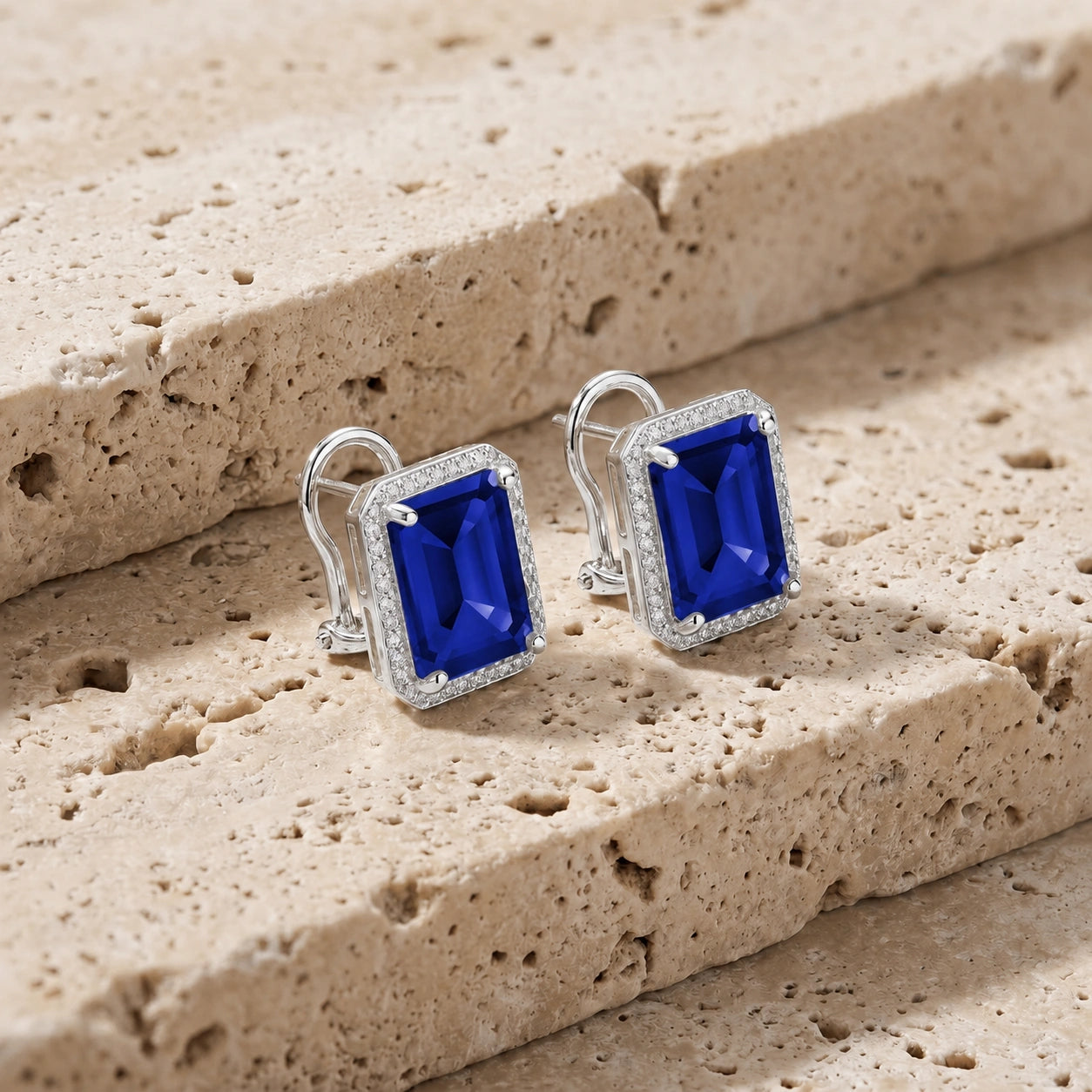 White Gold Earrings Sapphire 10K — Melissa