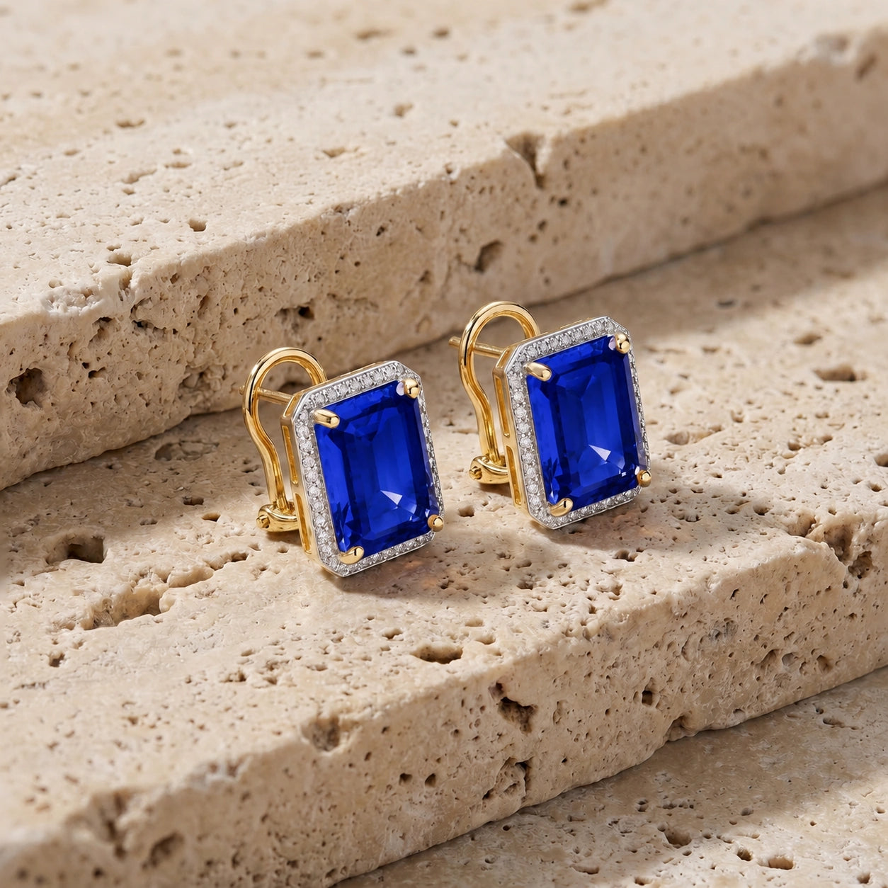 Yellow Gold Earrings Sapphire 10K — Melissa