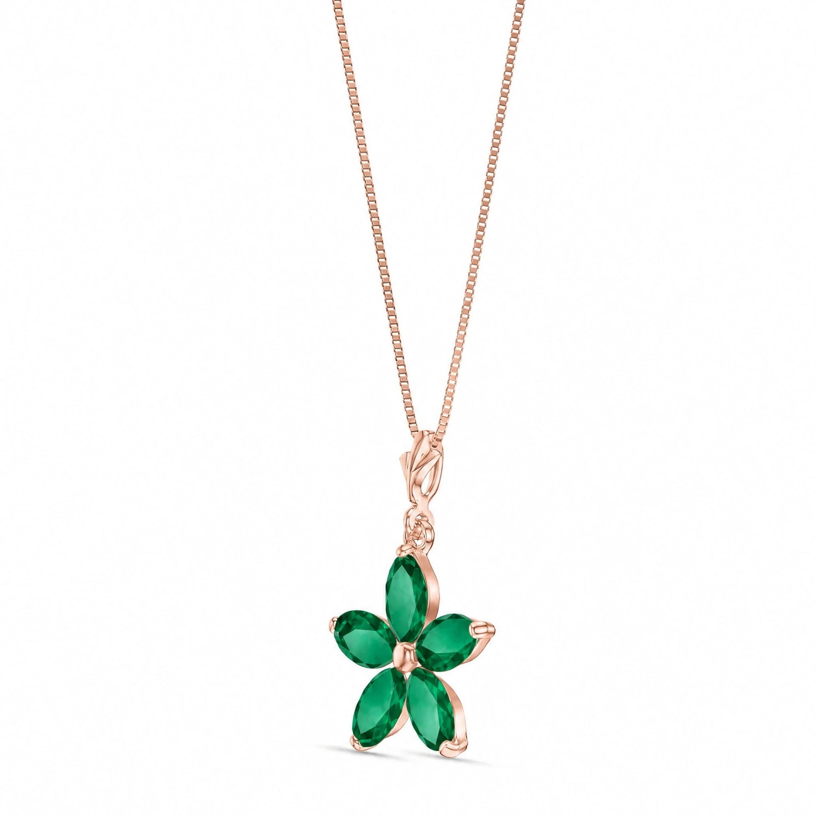 Rose Gold Grace Necklace Emerald 10K — Melissa