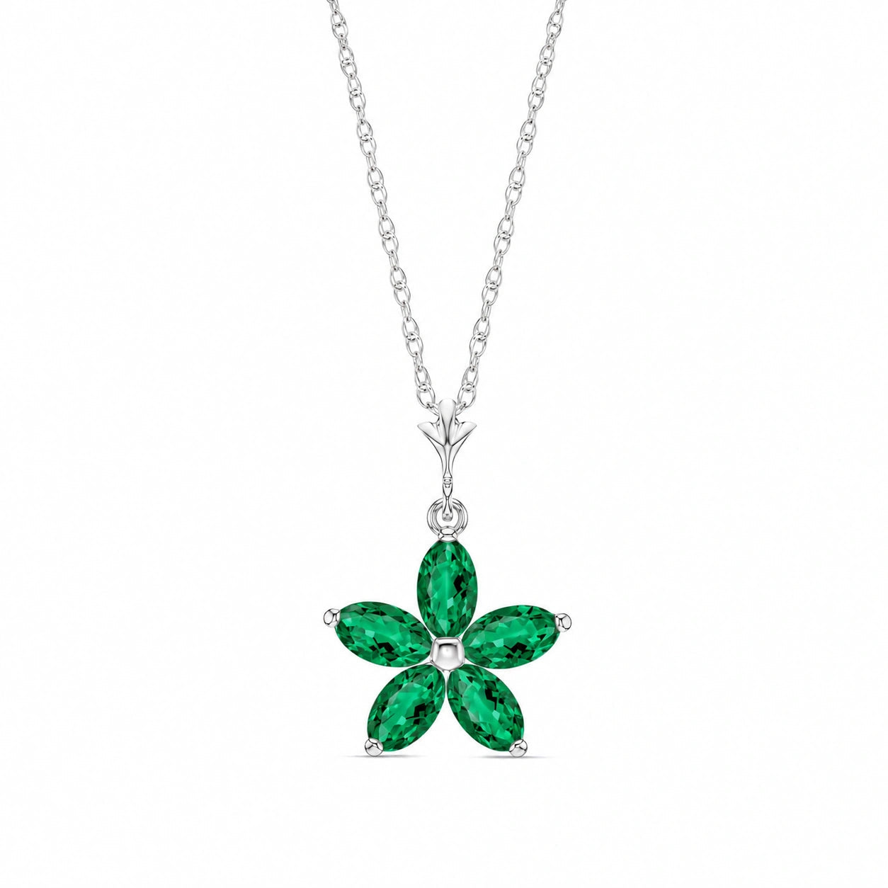 White Gold Grace Necklace Emerald 10K — Melissa