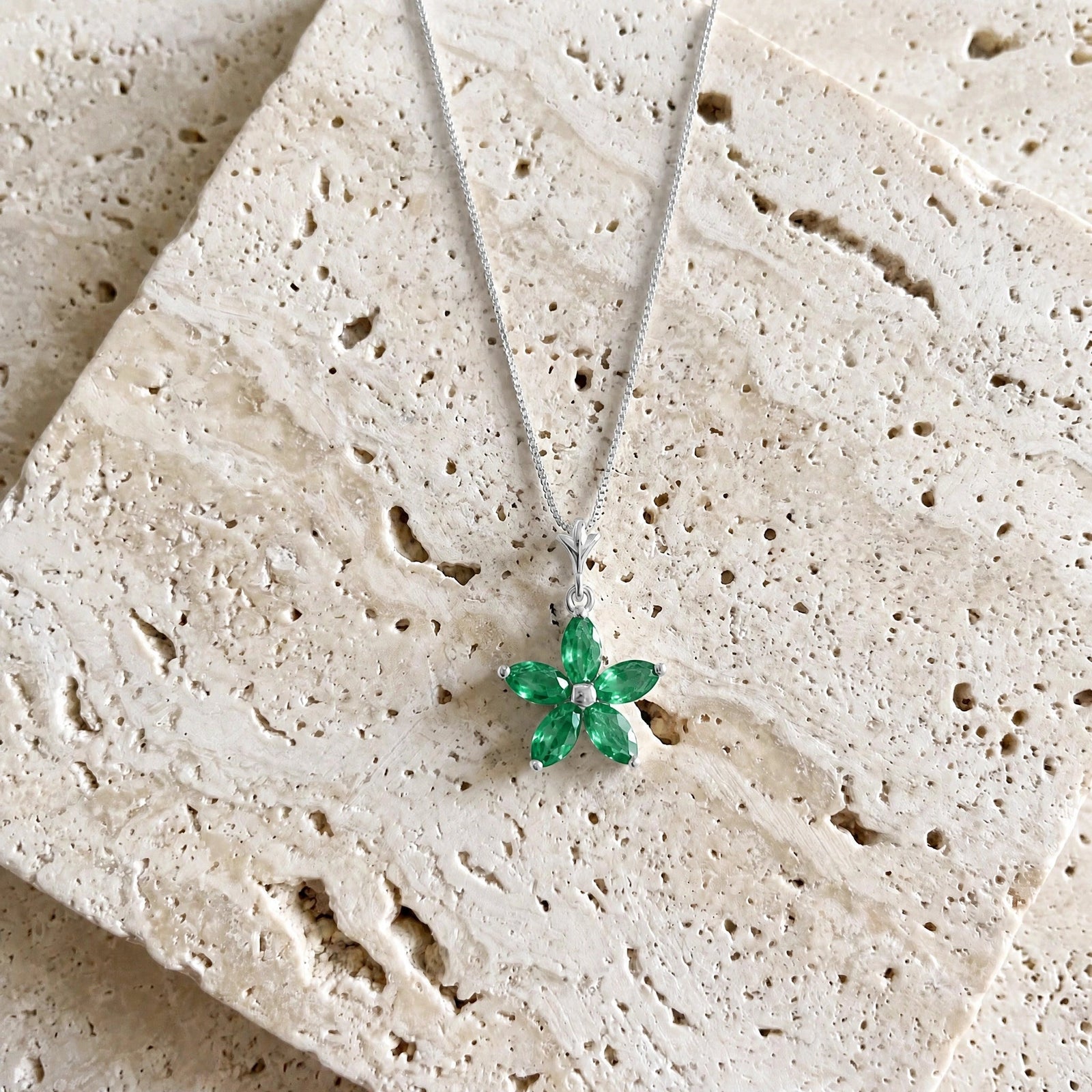 White Gold Grace Necklace Emerald 10K — Melissa