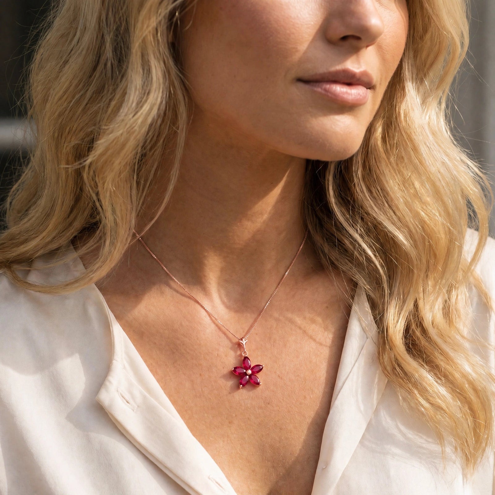 Rose Gold Grace Necklace Ruby 10K — Melissa