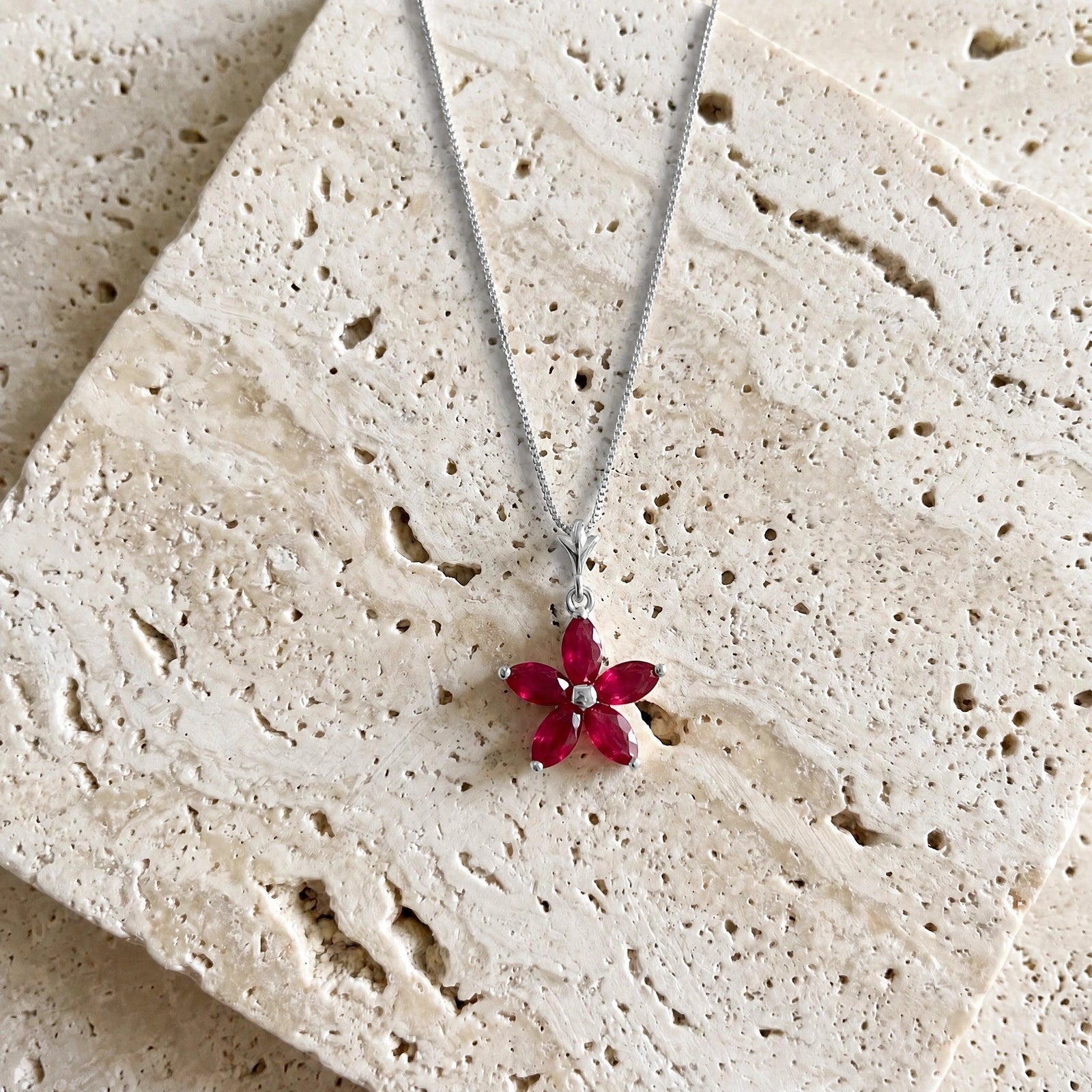 White Gold Grace Necklace Ruby 10K — Melissa
