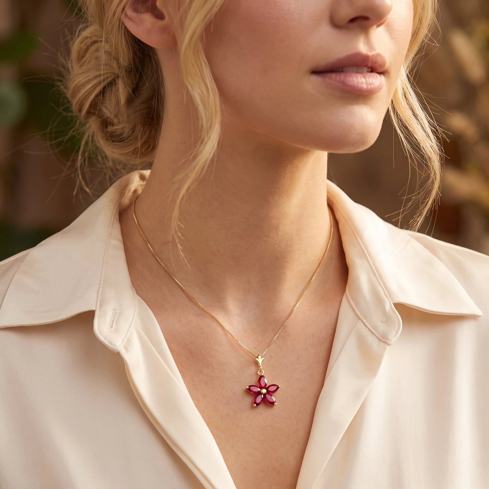 Yellow Gold Grace Necklace Ruby 10K — Melissa