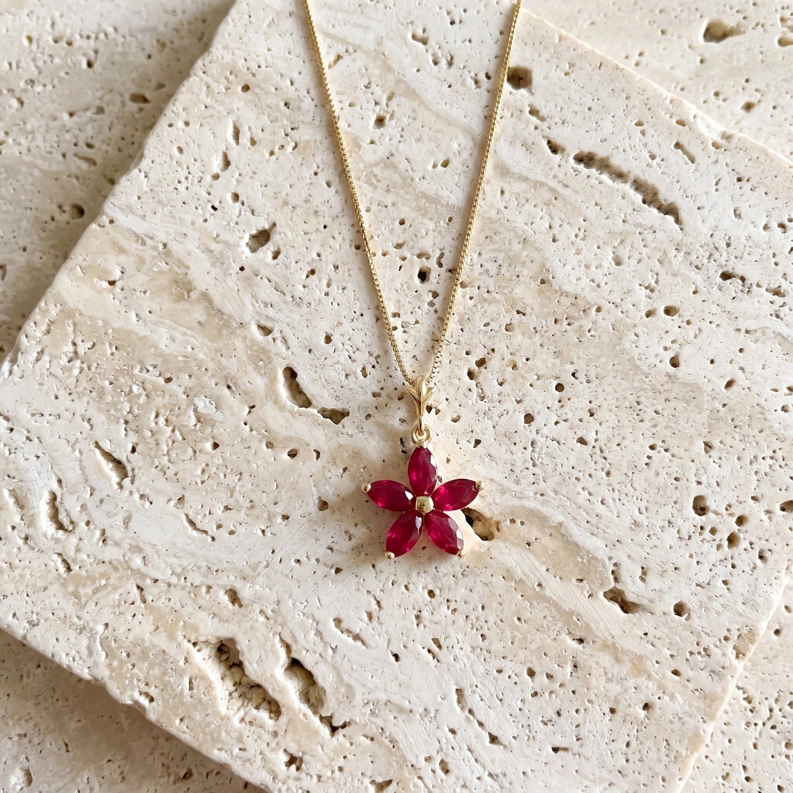 Yellow Gold Grace Necklace Ruby 10K — Melissa