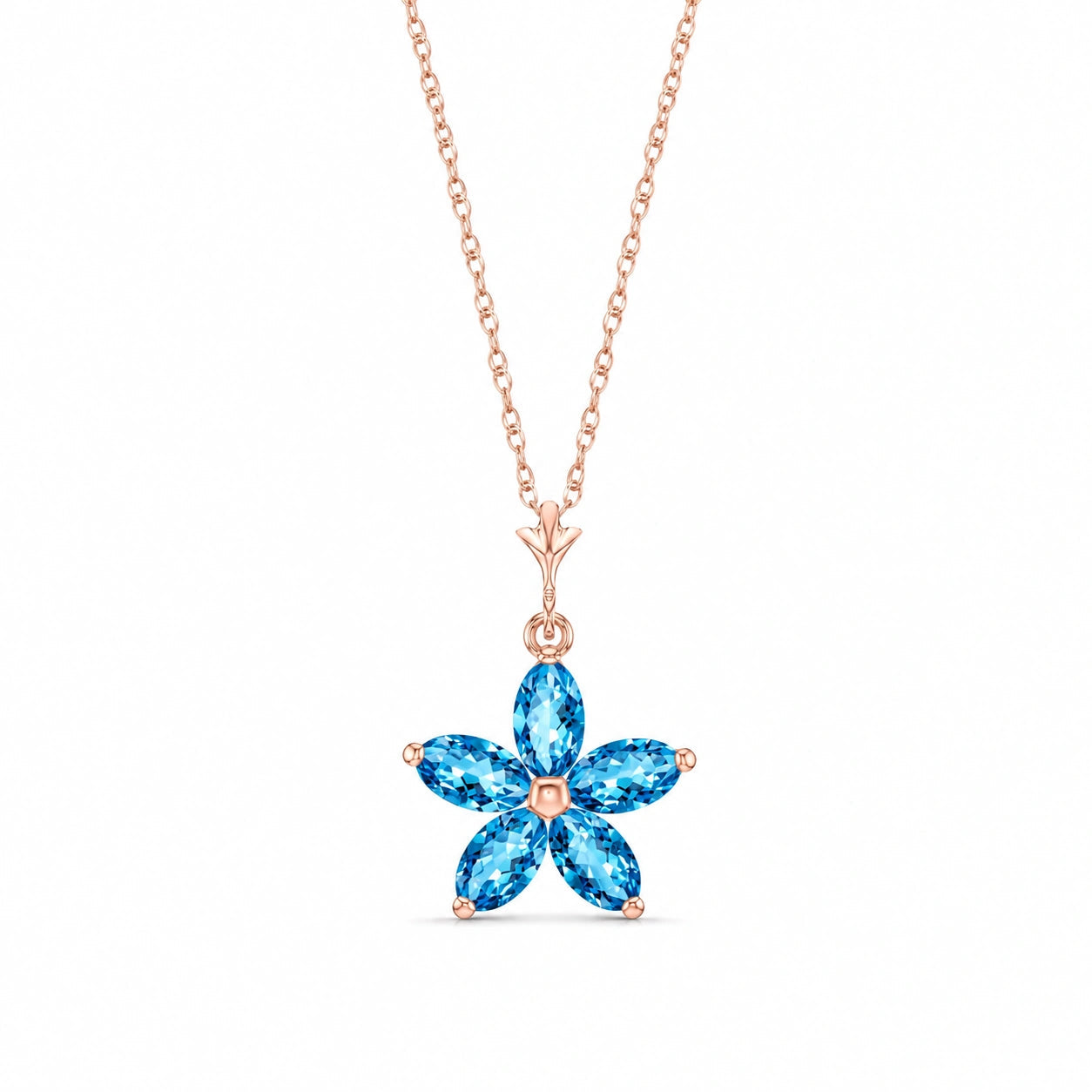 Rose Gold Grace Necklace Blue Topaz 10K — Melissa
