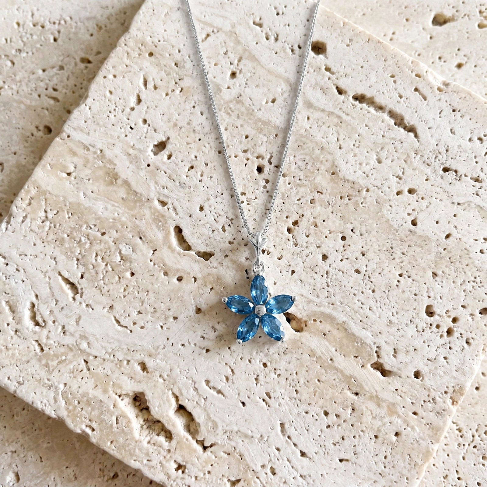 White Gold Grace Necklace Blue Topaz 10K — Melissa