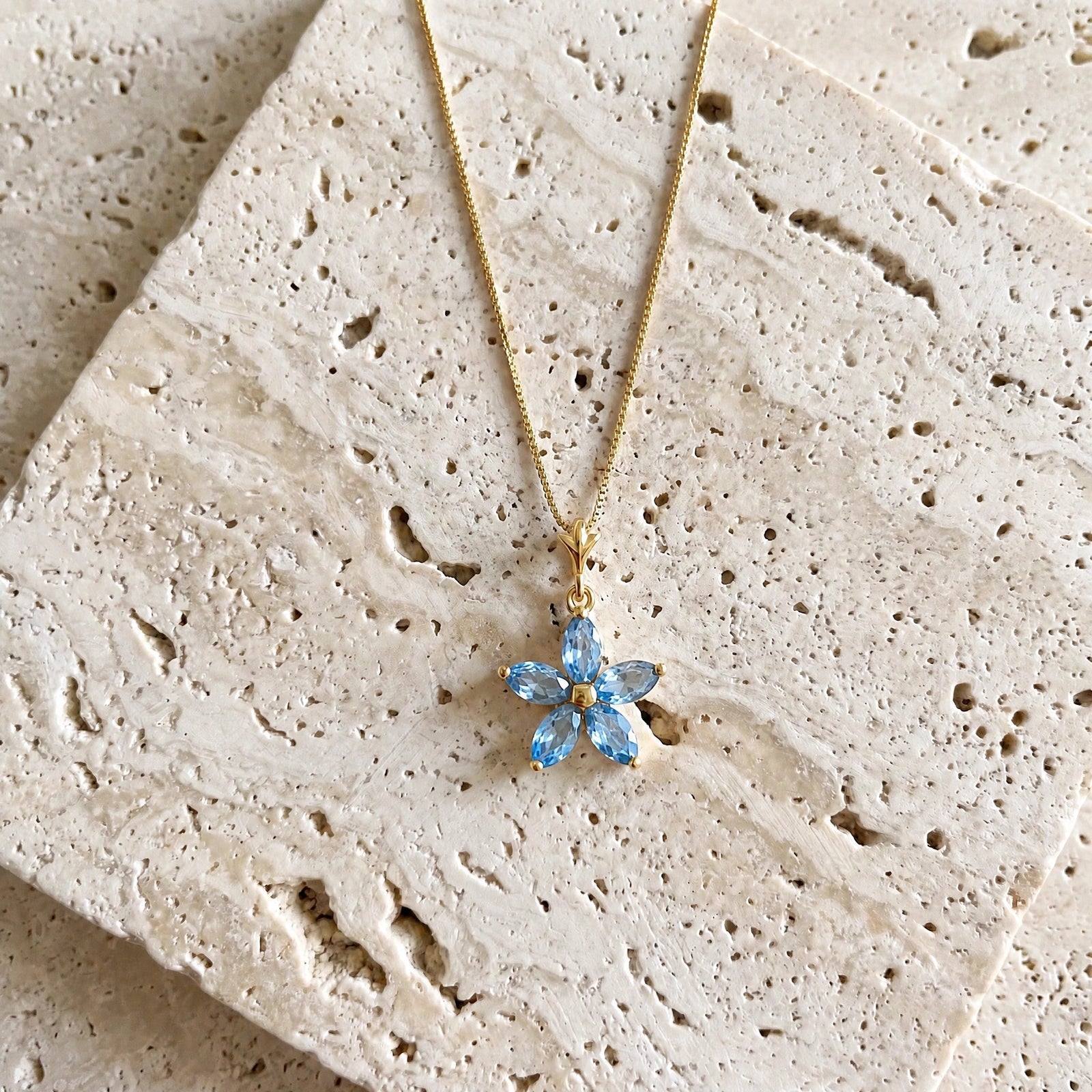 Yellow Gold Grace Necklace Blue Topaz 10K — Melissa