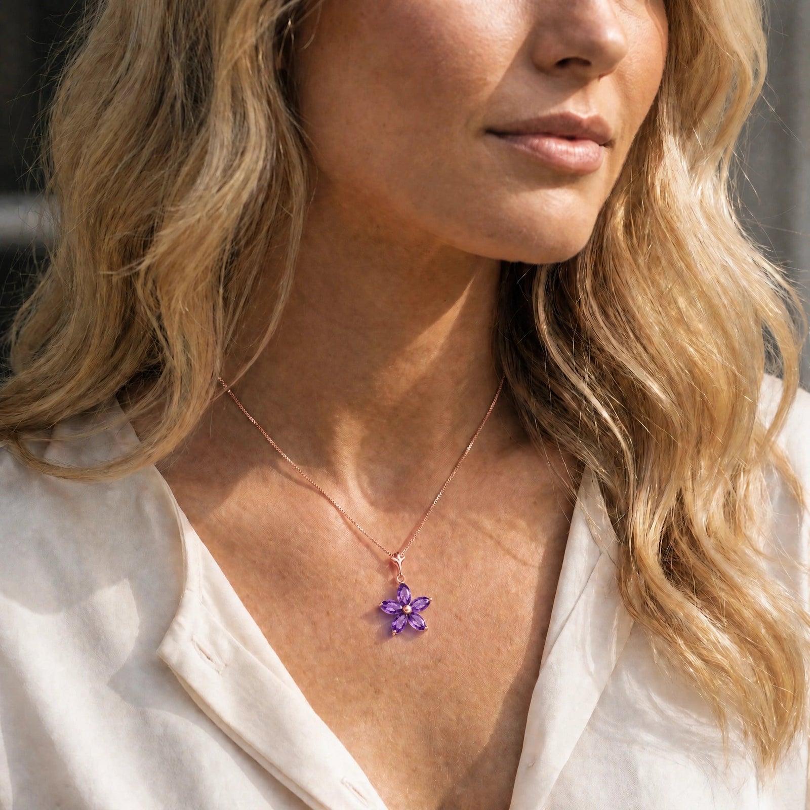 Rose Gold Grace Necklace Amethyst 10K — Melissa