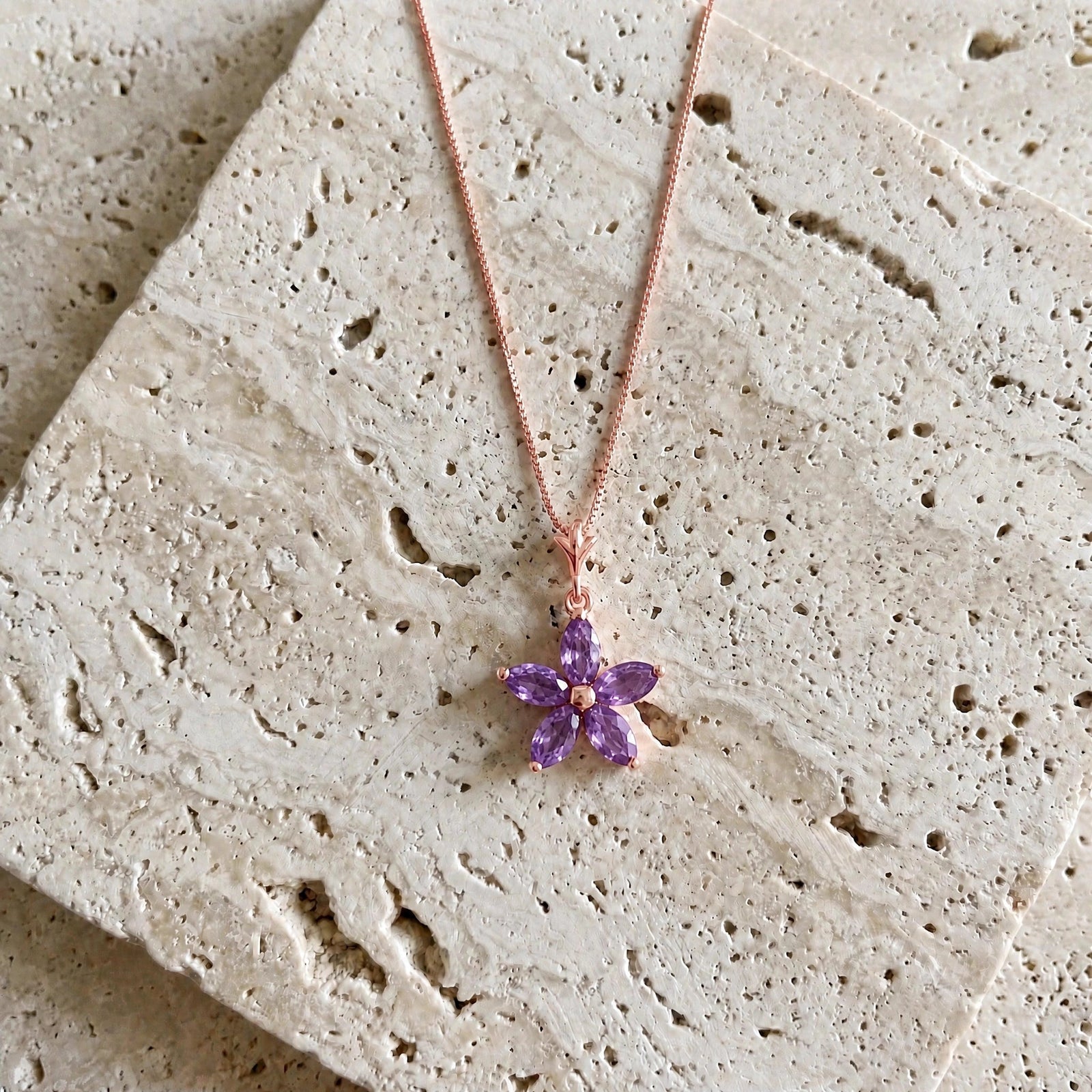 Rose Gold Grace Necklace Amethyst 10K — Melissa