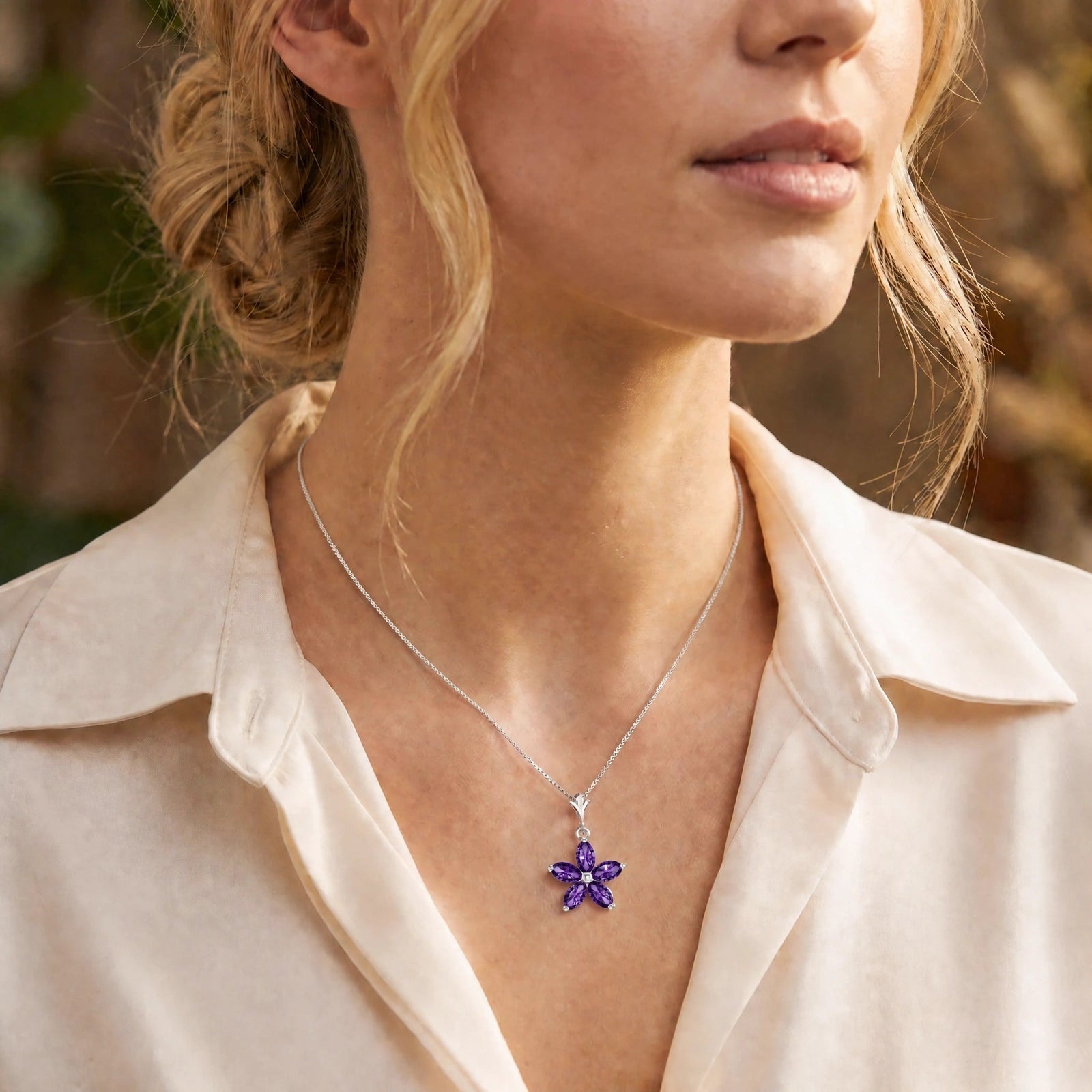 White Gold Grace Necklace Amethyst 10K — Melissa