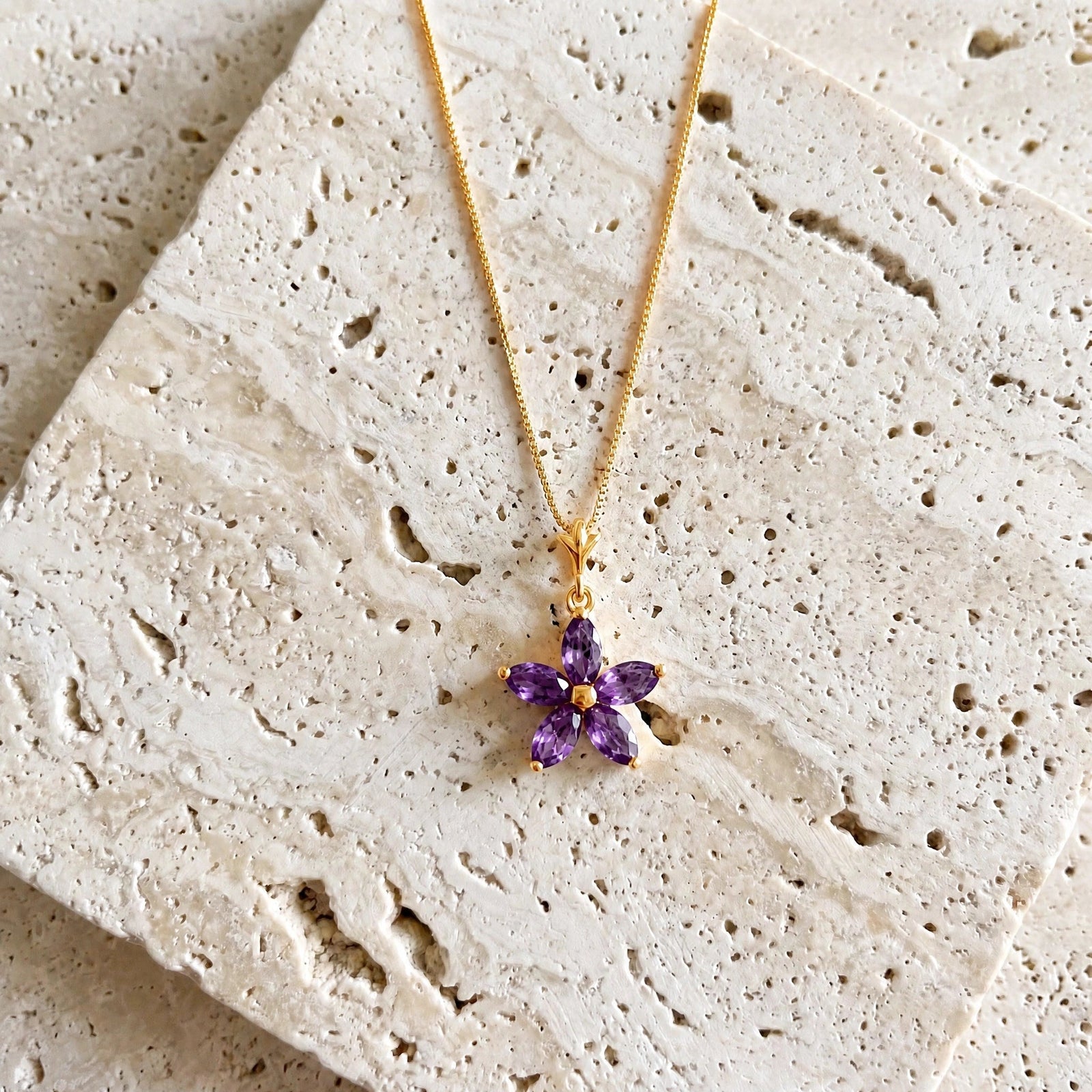 Yellow Gold Grace Necklace Amethyst 10K — Melissa