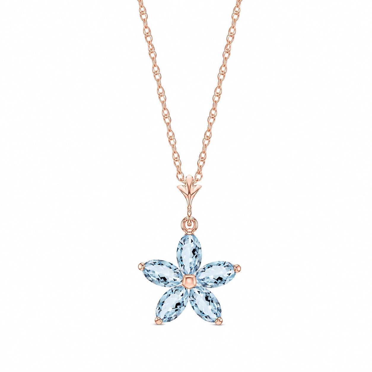 Rose Gold Grace Necklace Aquamarine 10K — Melissa