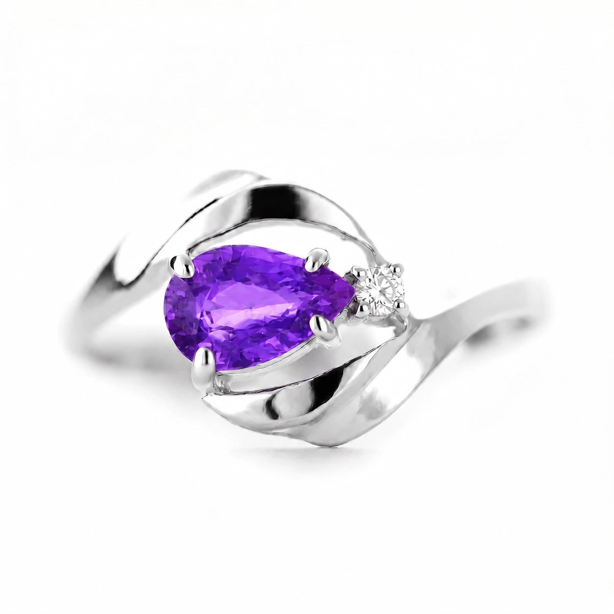 White Gold Diamond & Amethyst — Michela