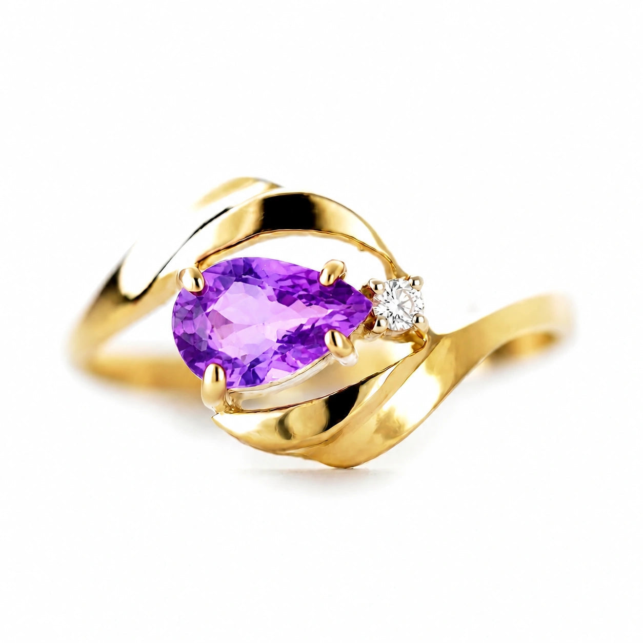 Yellow Gold Diamond & Amethyst — Michela