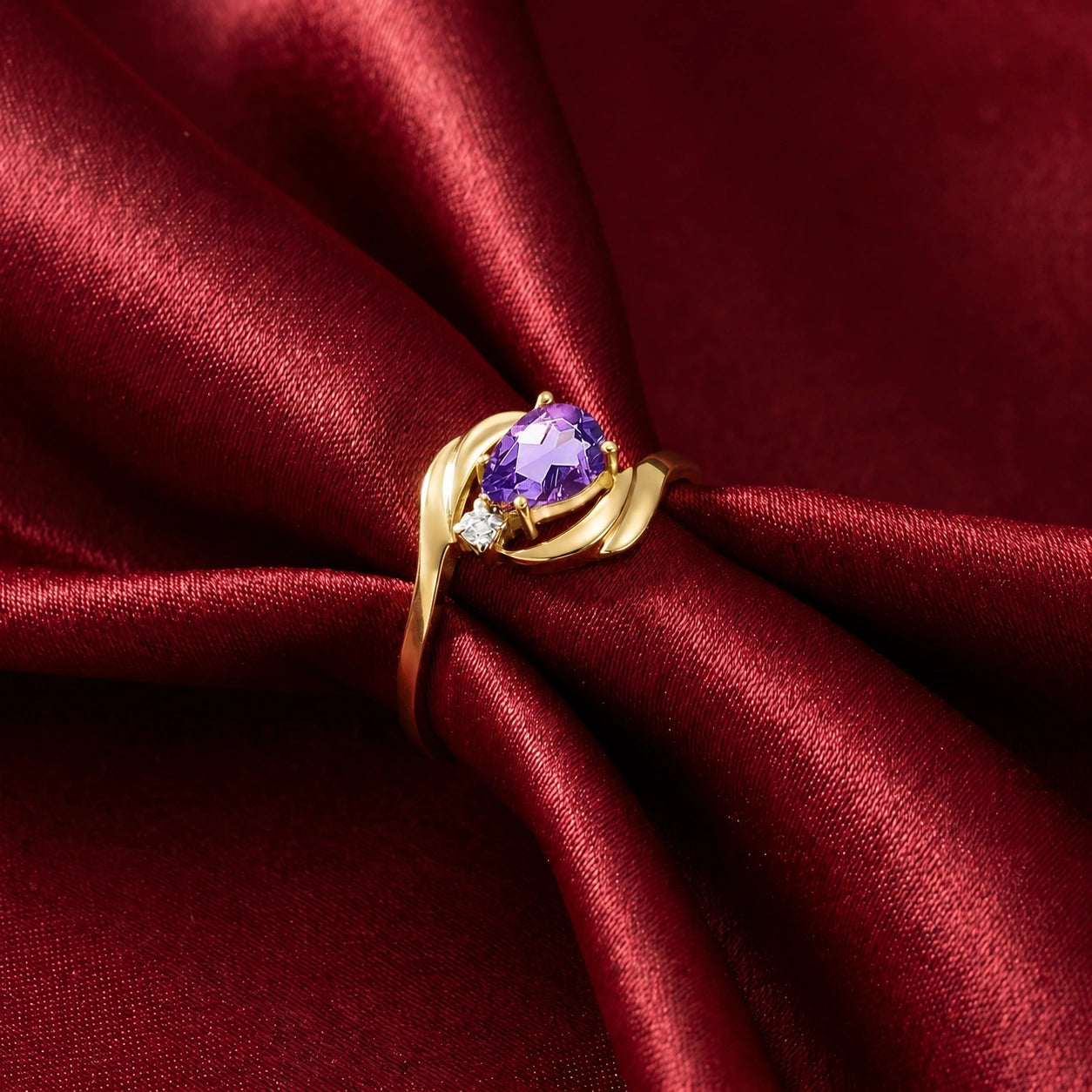 Yellow Gold Diamond & Amethyst — Michela