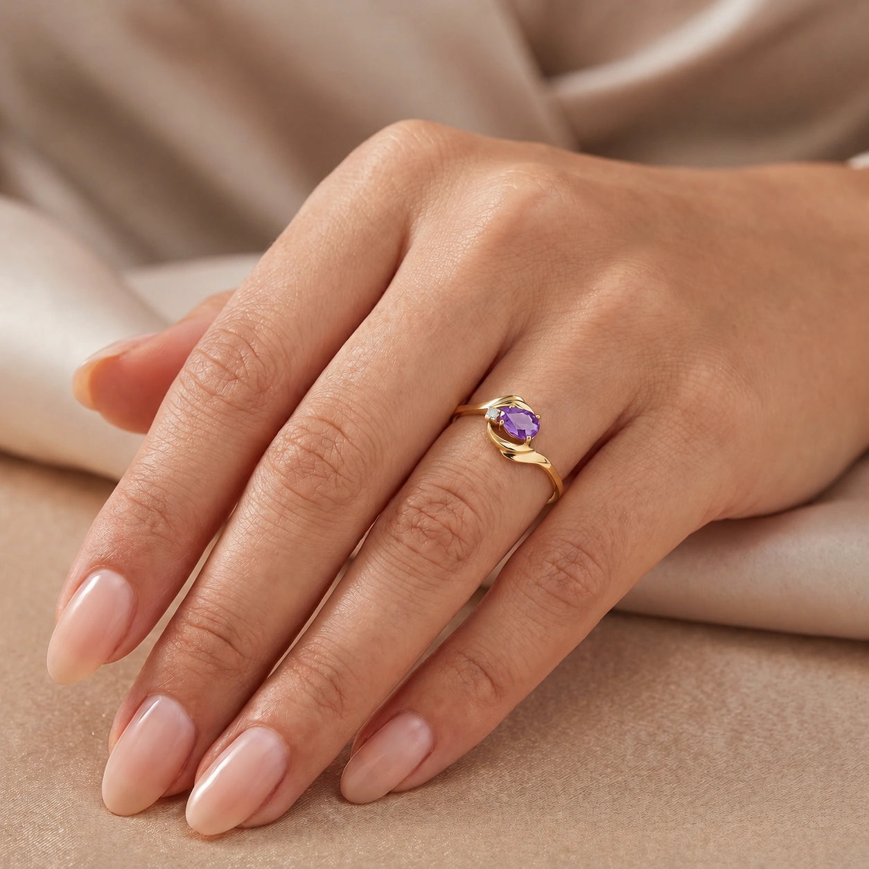 Yellow Gold Diamond & Amethyst — Michela