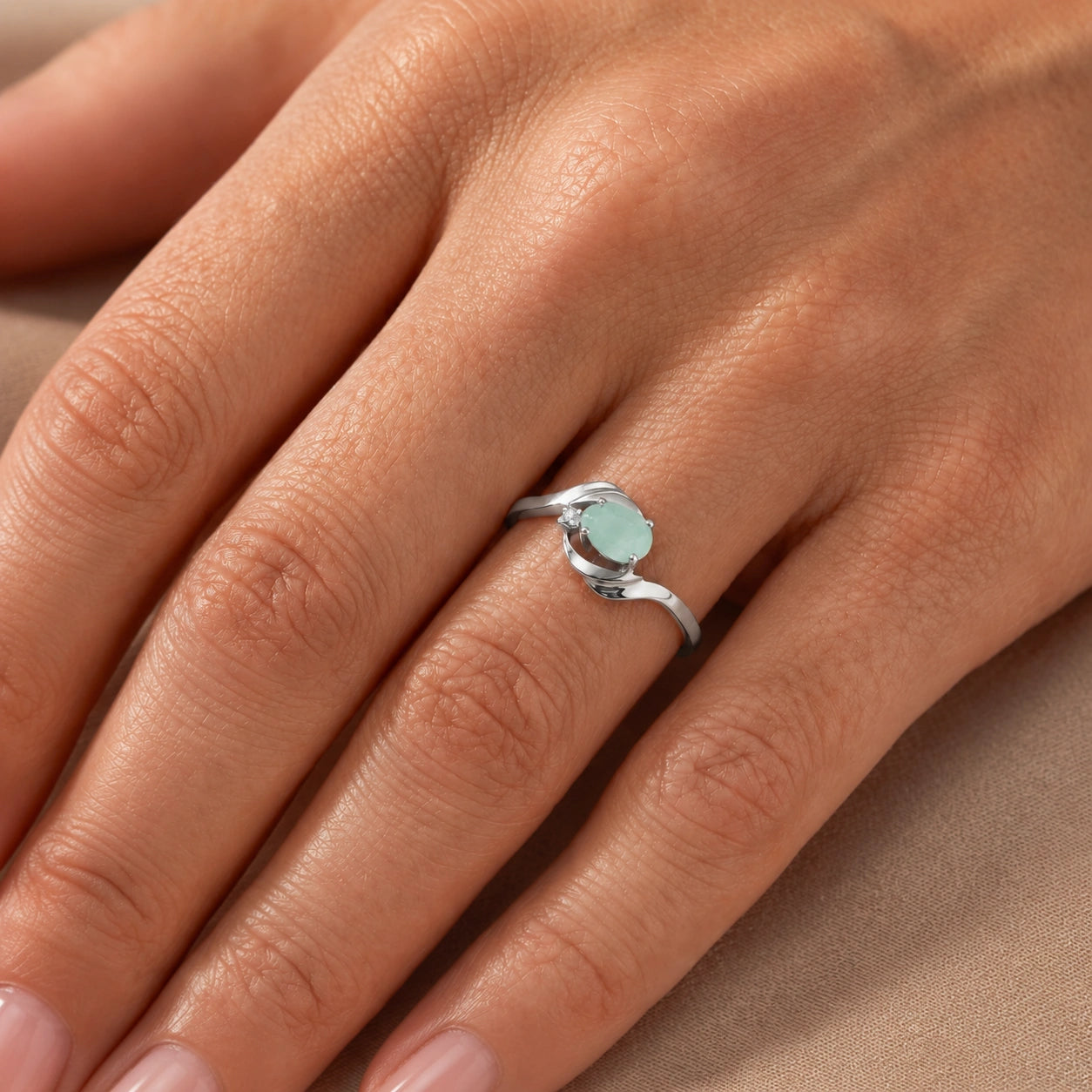 White Gold Emerald & Diamond — Michela