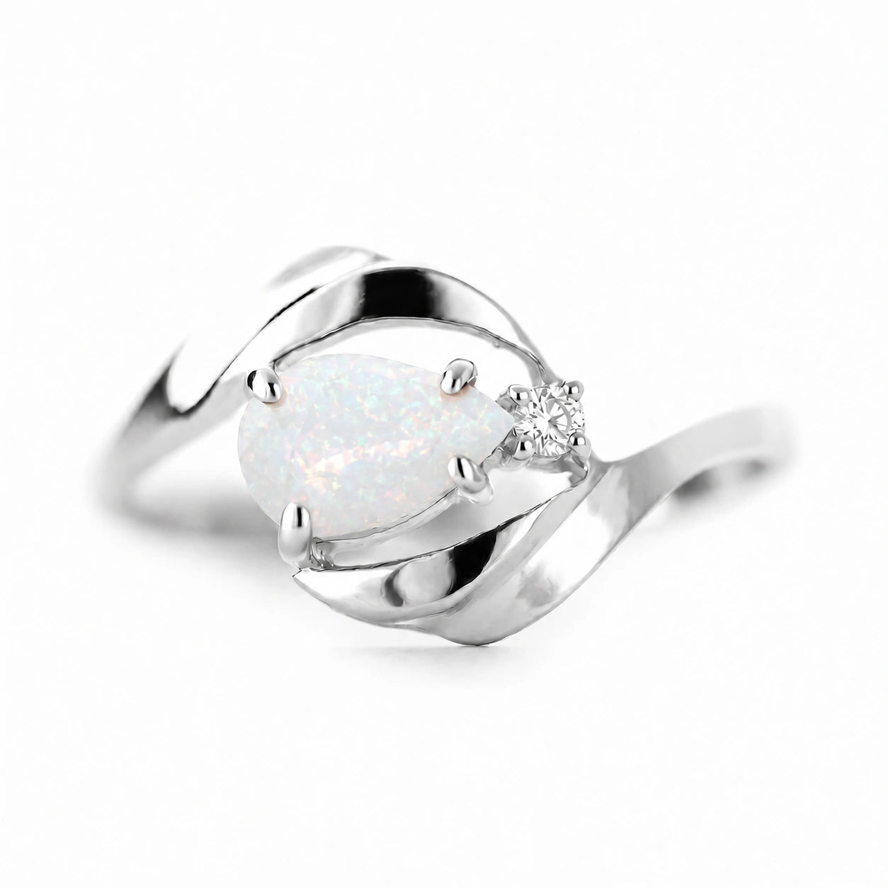 White Gold Opal & Diamond — Michela