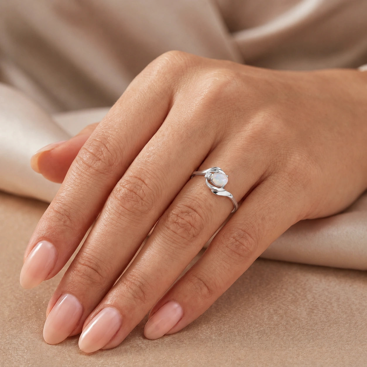 White Gold Opal & Diamond — Michela