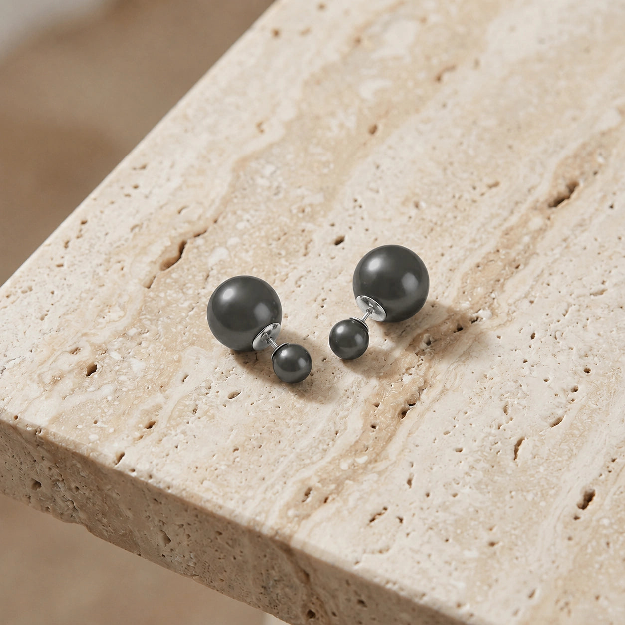 White Gold Rose Stud Earrings Pearl 10K — Alfonsina
