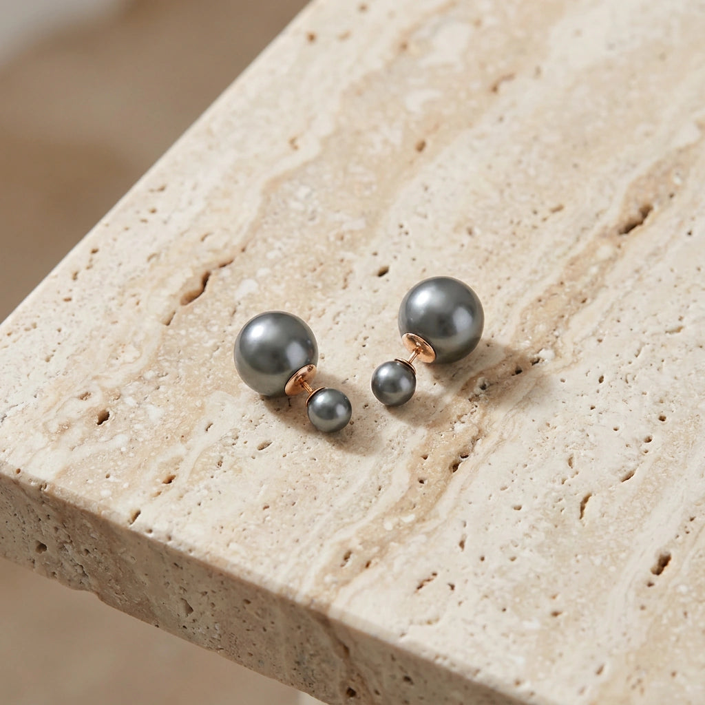 Yellow Gold Rose Stud Earrings Pearl 10K — Alfonsina