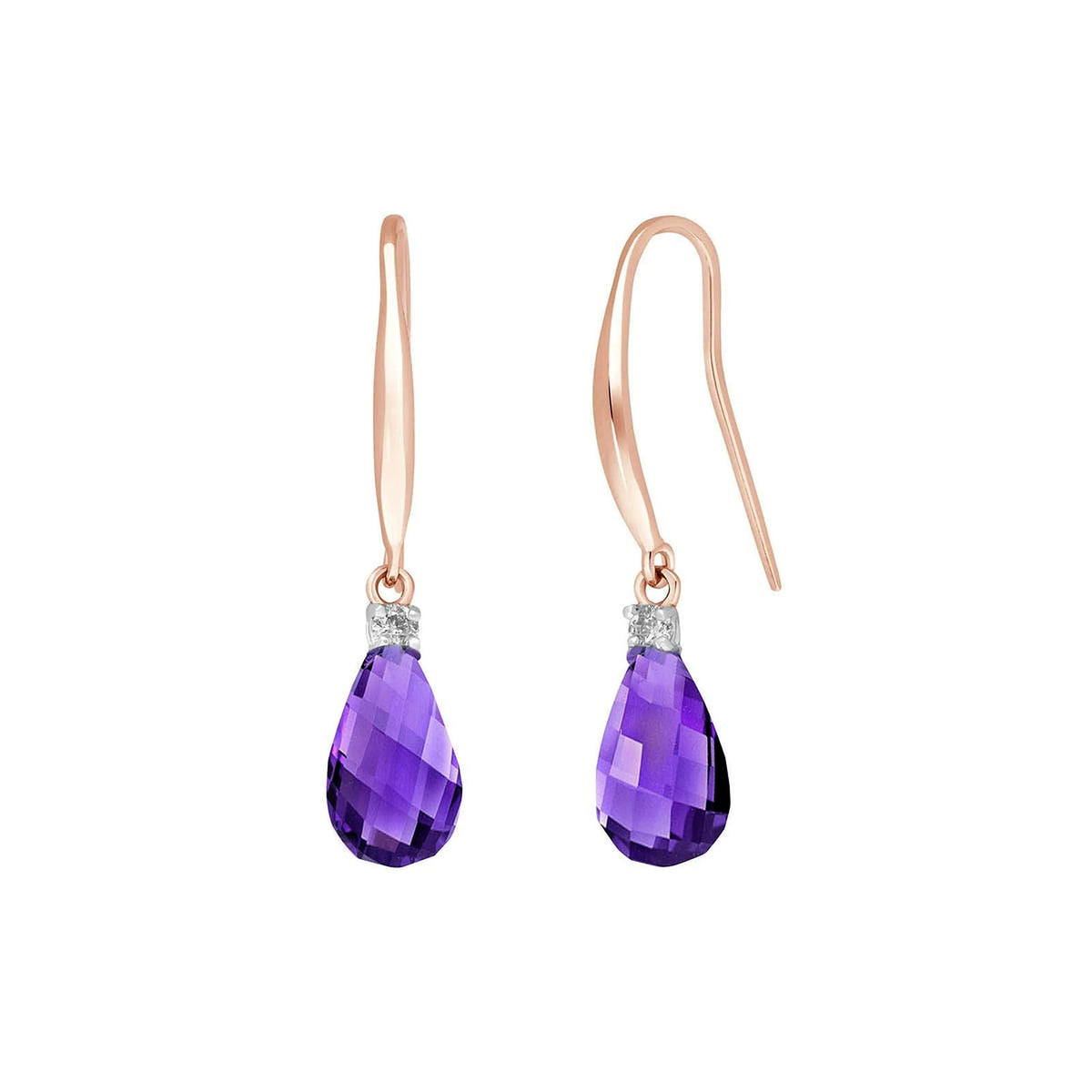 Rose Gold Joya Earrings Diamond & Amethyst — Minerva