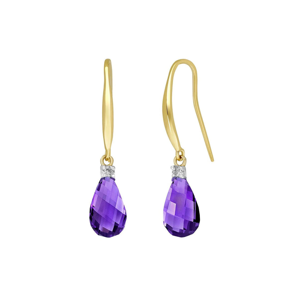 Yellow Gold Joya Earrings Diamond & Amethyst — Minerva