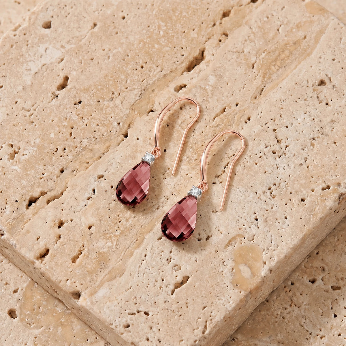 Rose Gold Joya Earrings Diamond & Garnet — Minerva