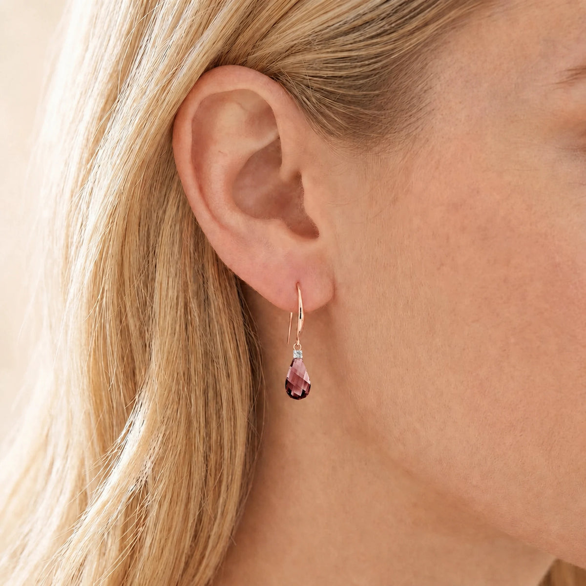 Rose Gold Joya Earrings Diamond & Garnet — Minerva